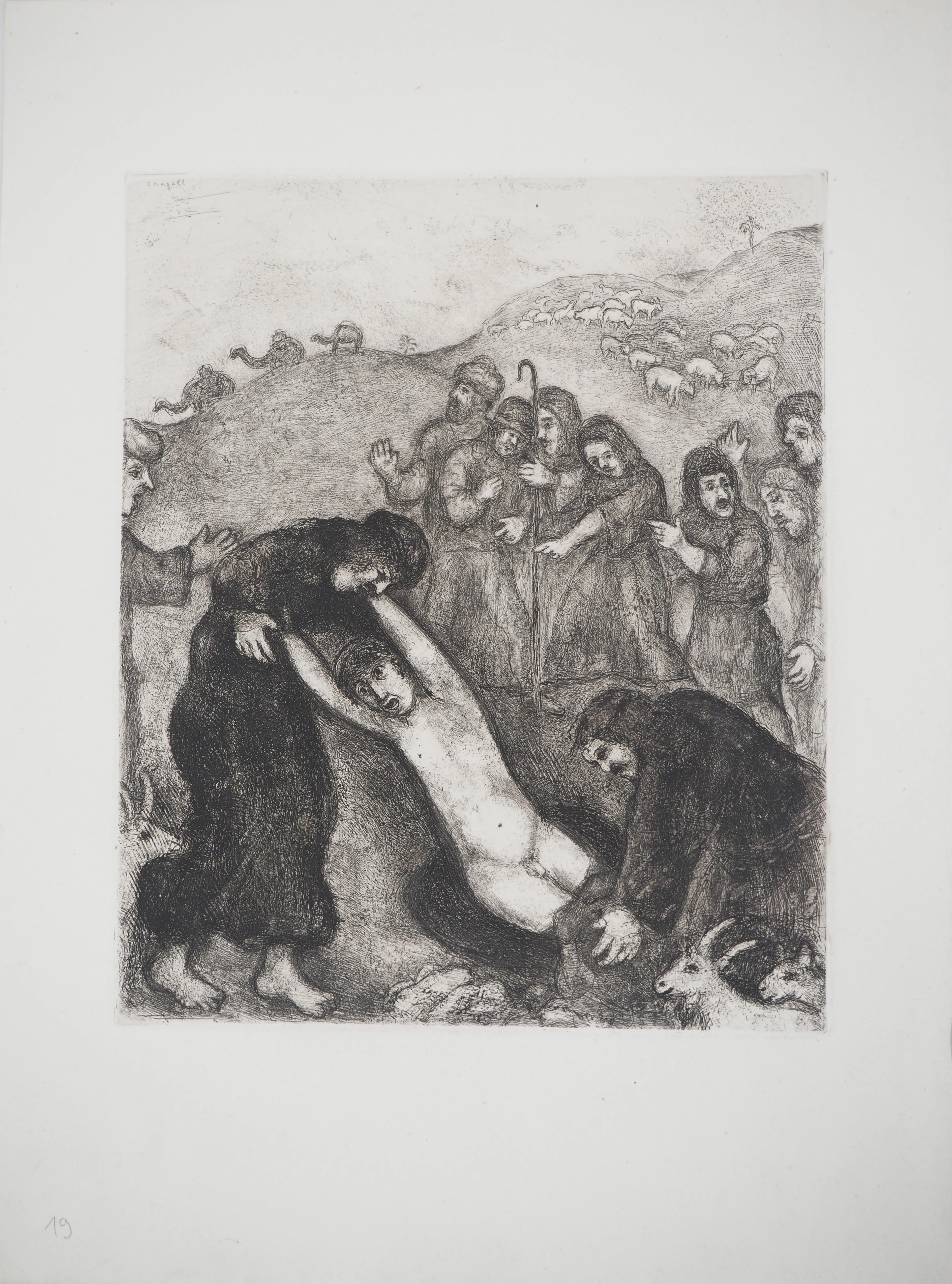 Marc CHAGALL : Joseph et ses frères, Gravure originale signée