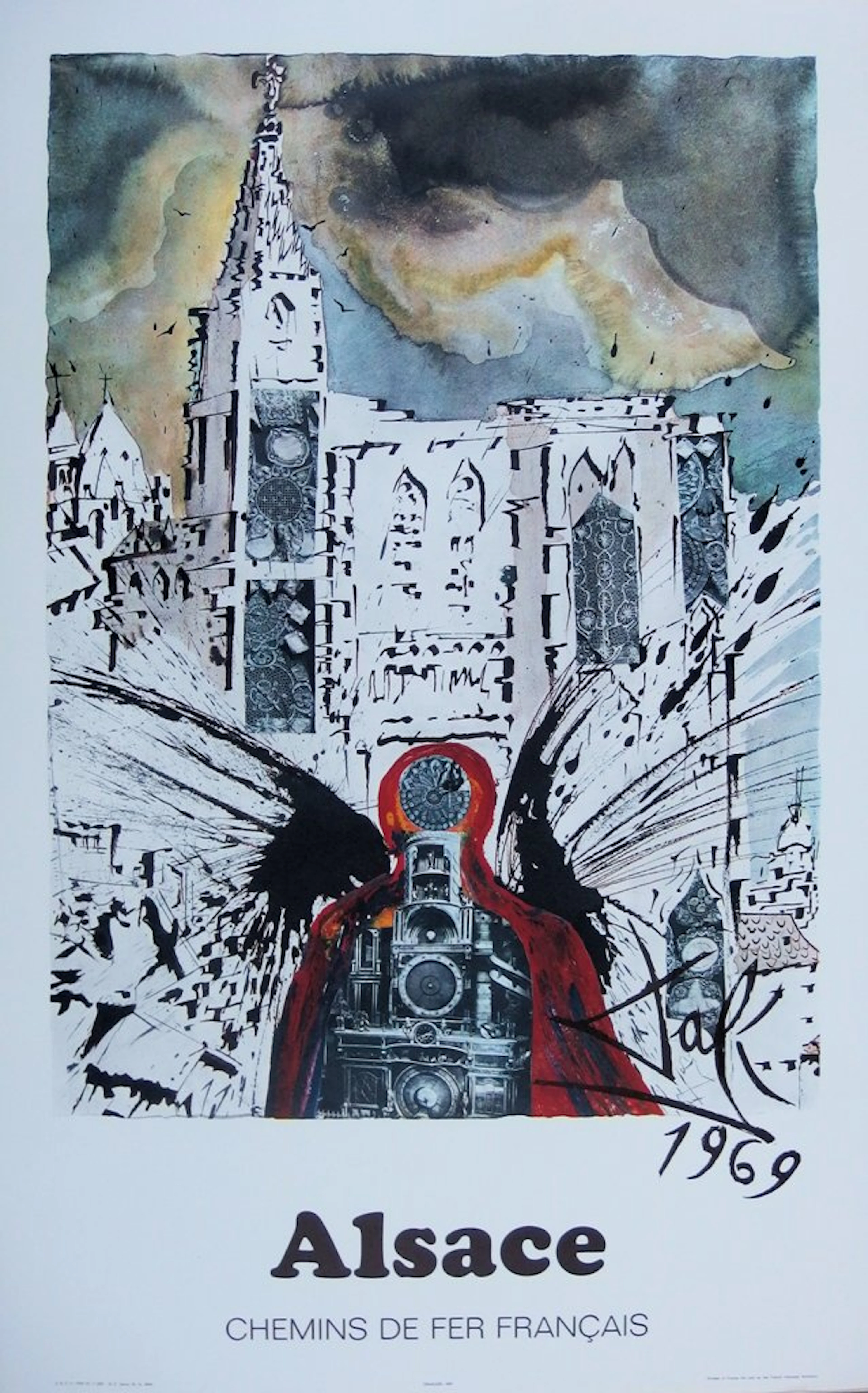 Salvador DALI : Alsace - Lithographie originale signée, SNCF Grand Modèle