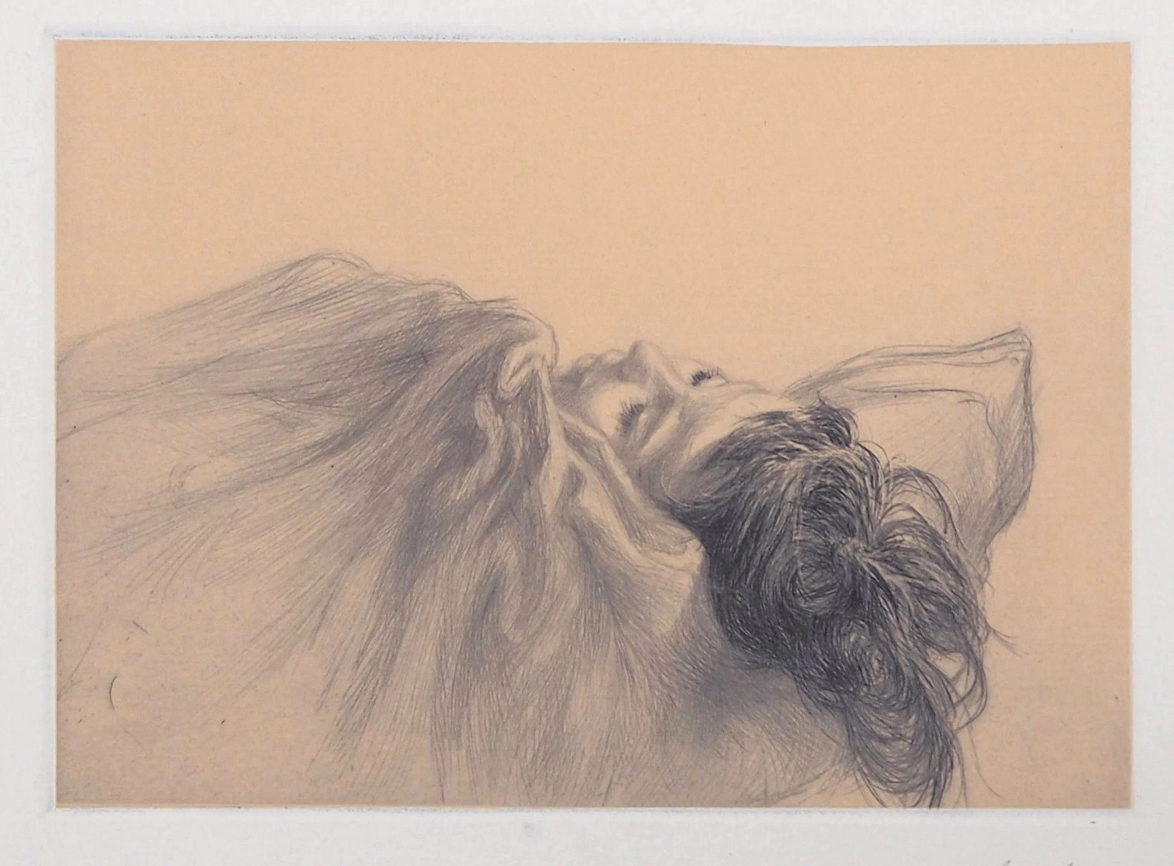 Jean Michel MATHIEUX-MARIE: Jeune fille en rêve - Gravure originale