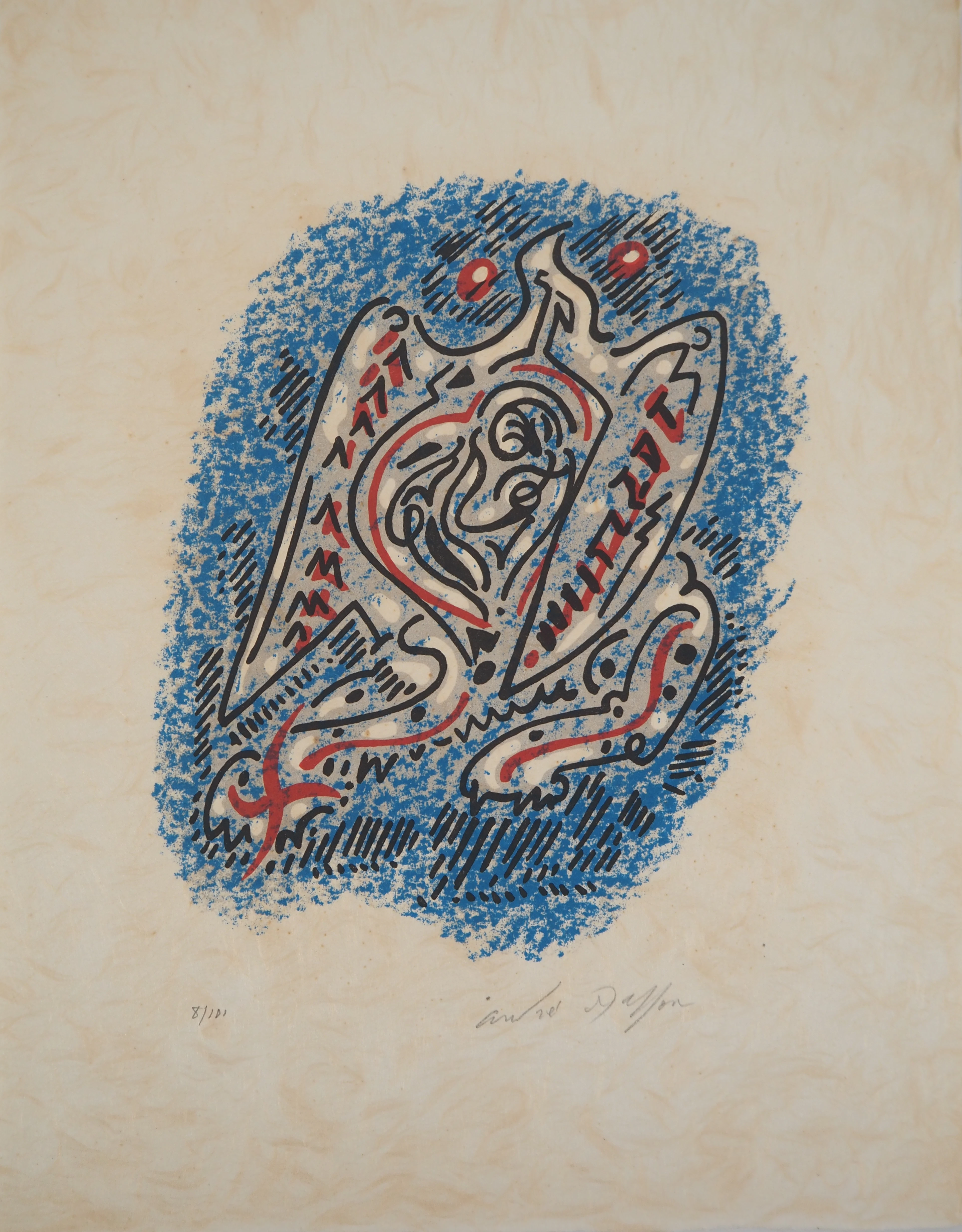 André MASSON : Oiseau en vol - Lithographie originale signée