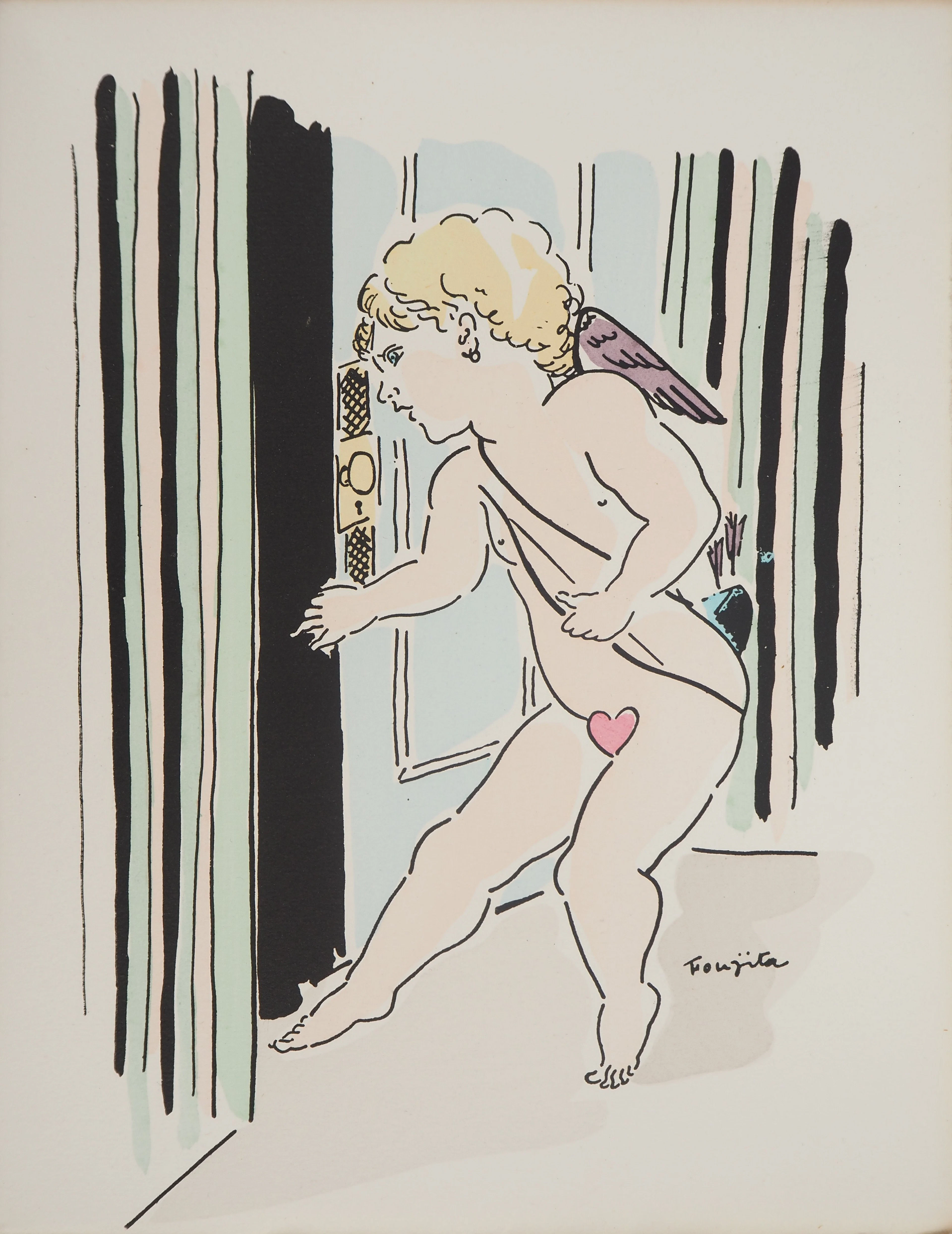 Léonard Tsuguharu FOUJITA : Cupidon et les flèches de l’amour, Gravure