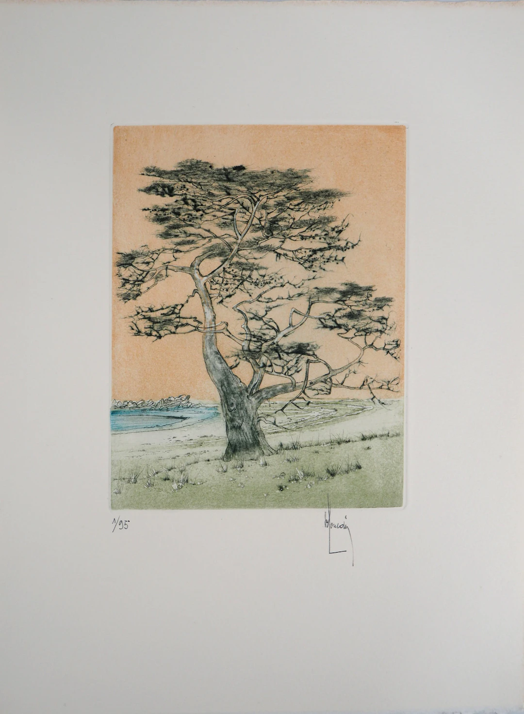 Bernard LOUEDIN : Les pins maritimes - Gravure Originale Signée