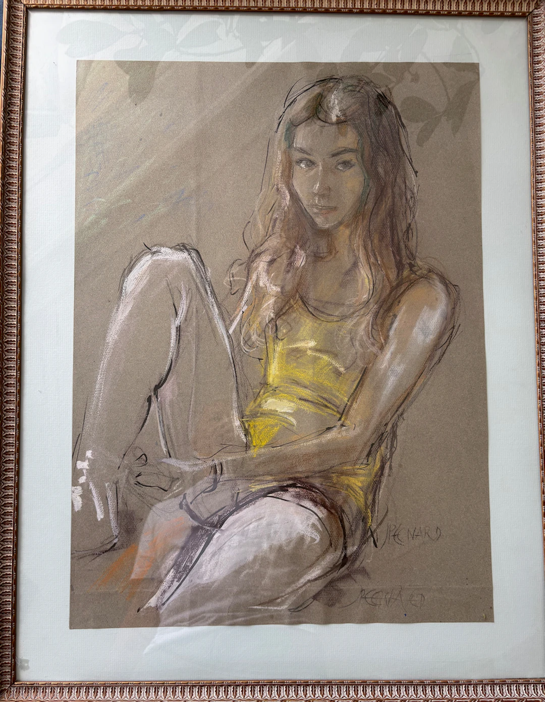 Jacques Pecnard - La Jeune fille, le regard - Technique mixte Pastel