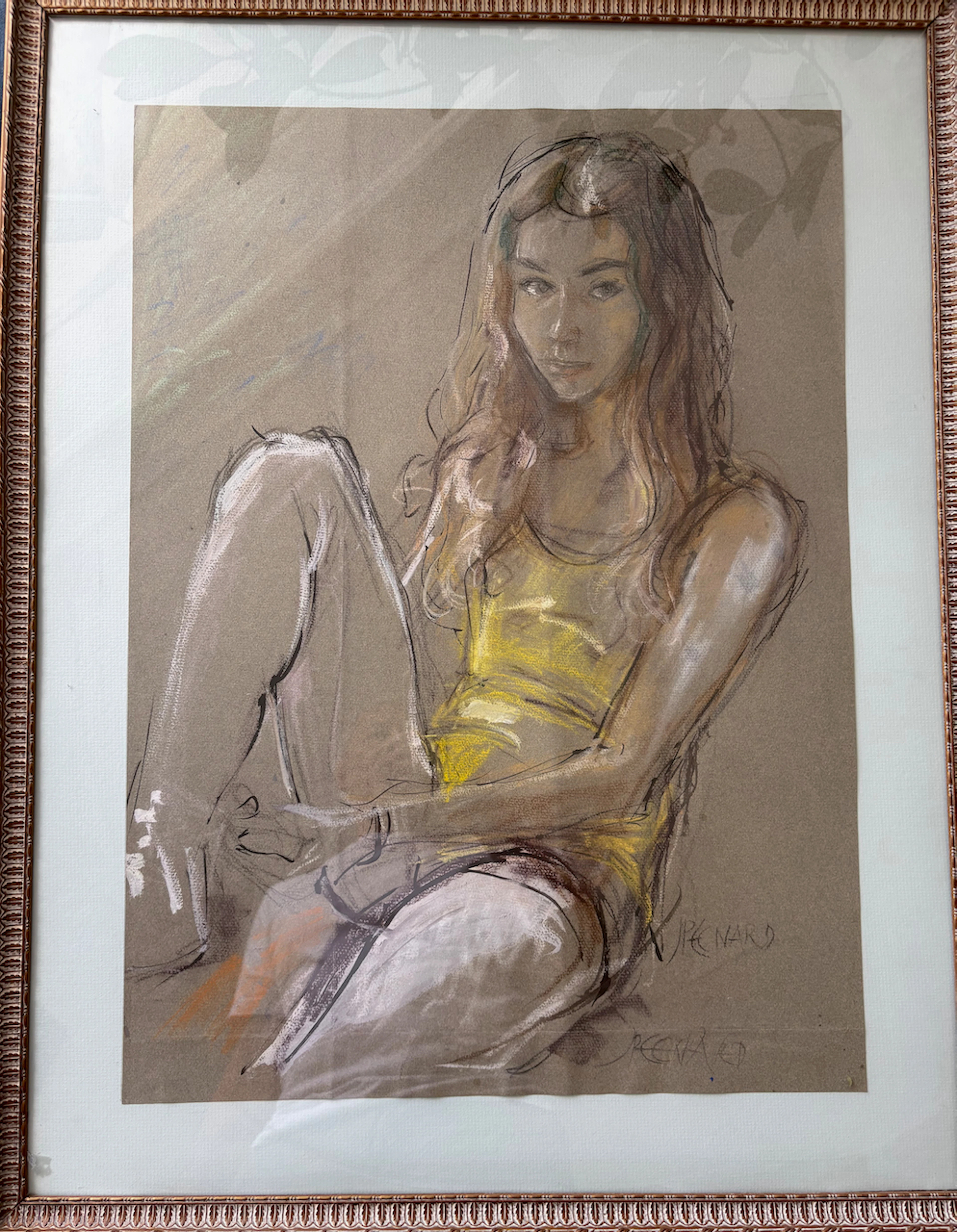 Jacques Pecnard - La Jeune fille, le regard - Technique mixte Pastel