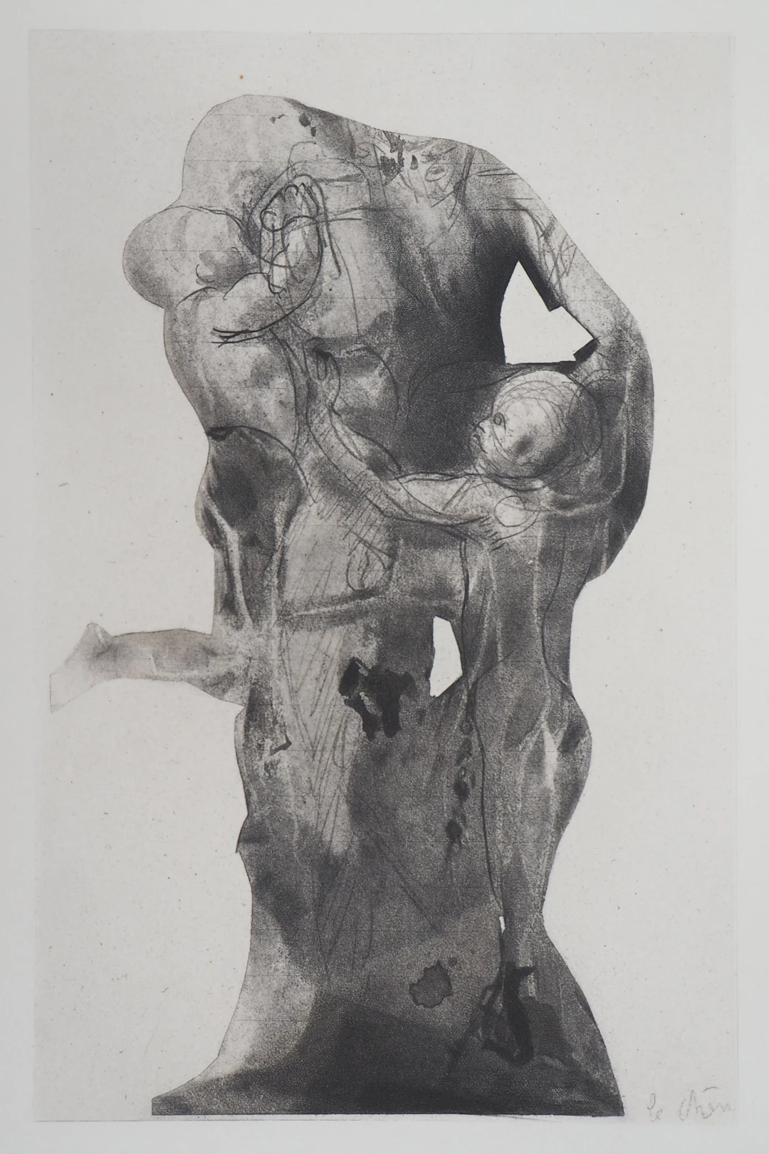 Auguste RODIN : Ugolin emprisonné, Gravure