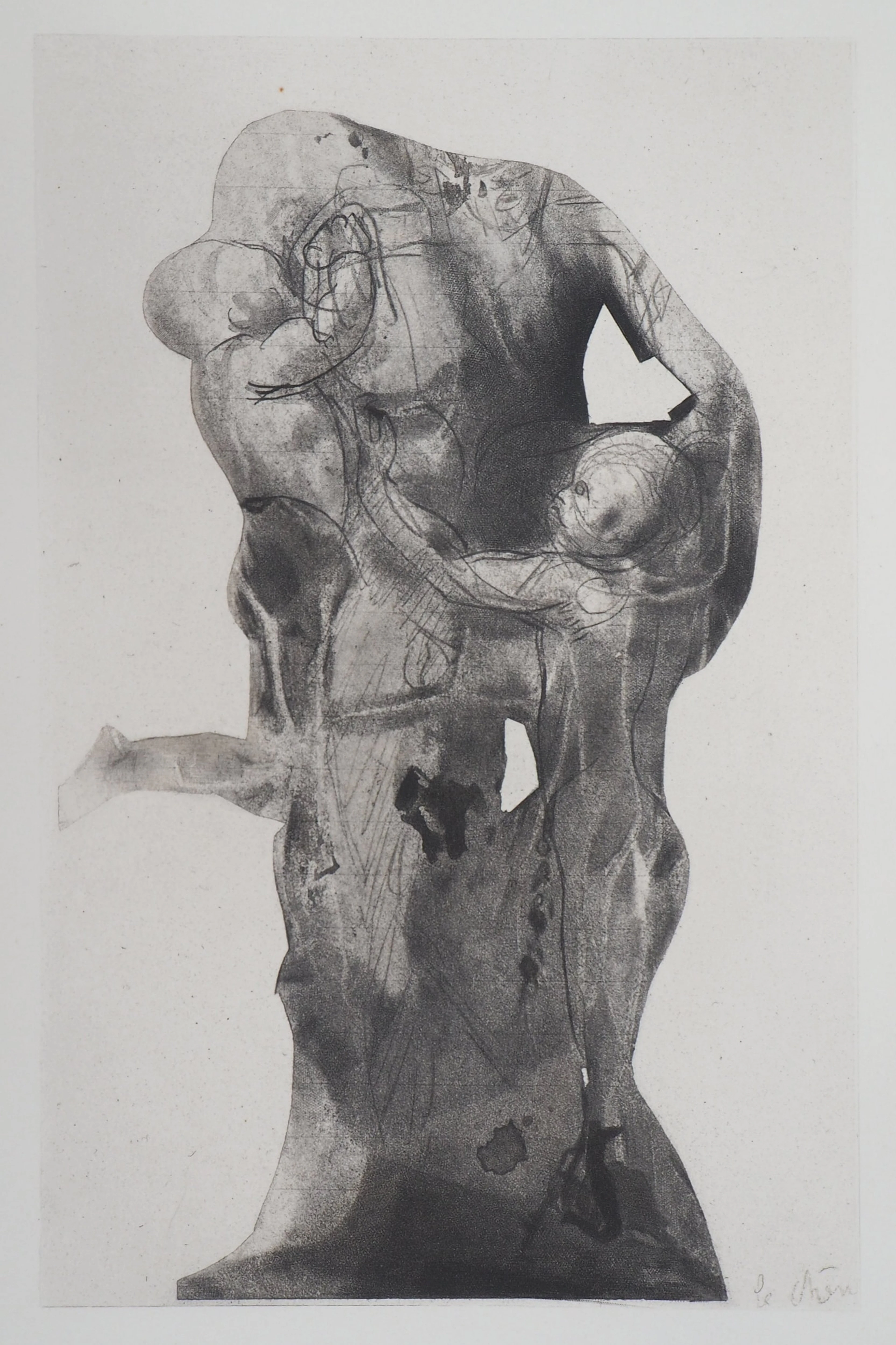 Auguste RODIN : Ugolin emprisonné, Gravure