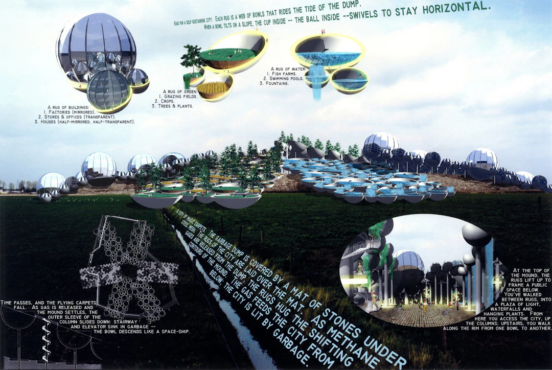 Vito ACCONCI - The city that rides a garbage dump, 1999, lithographie