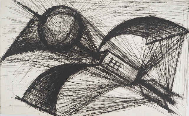 Bernard BUFFET : La machine pour aller dans le Soleil, Gravure originale