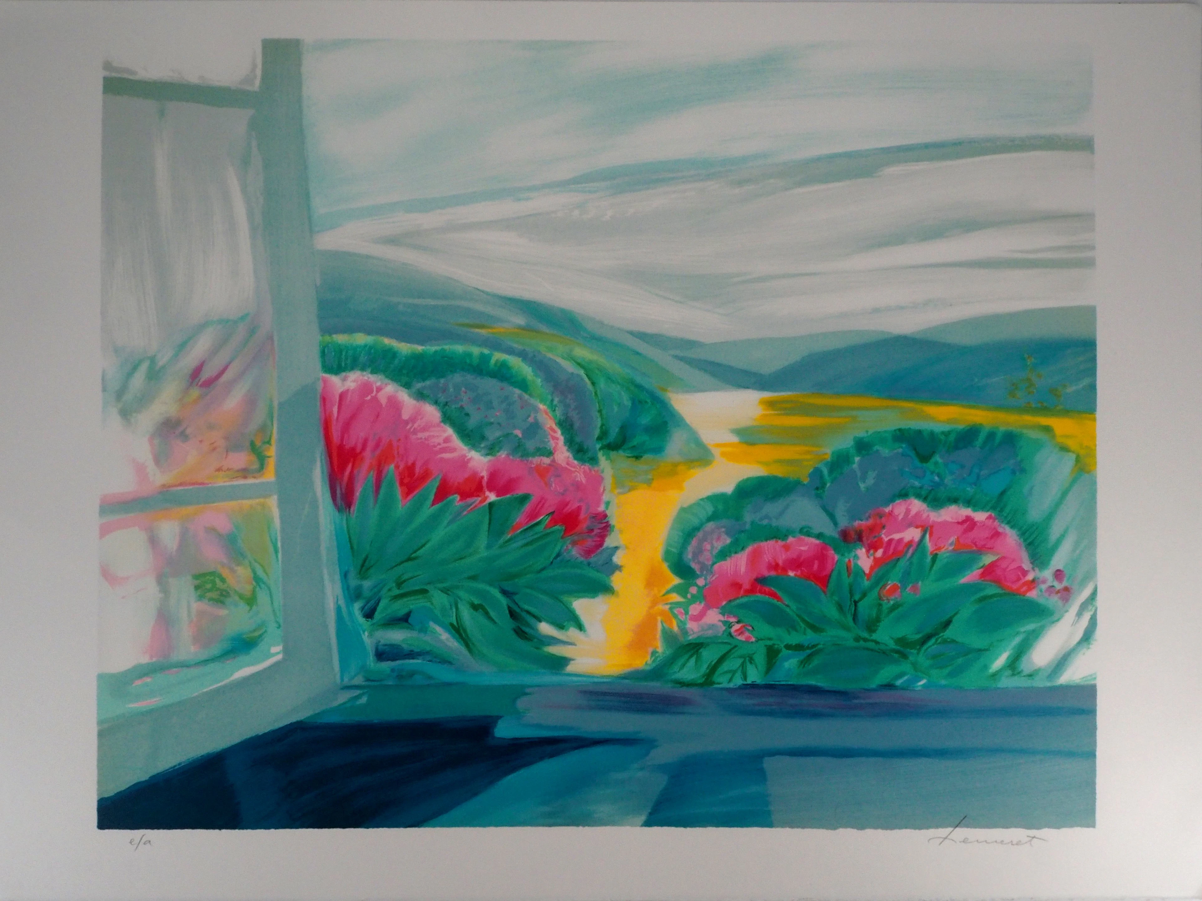 Claude HEMERET : Printemps, la Vallée fleurie - Lithographie Originale Signée