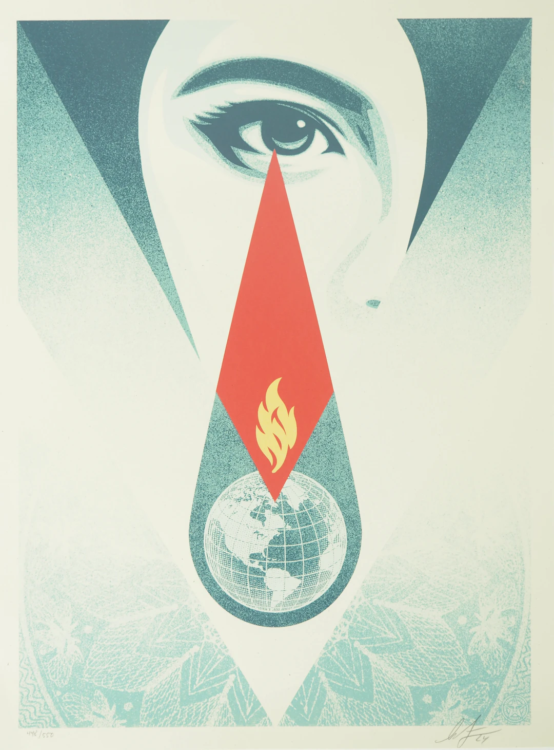Shepard FAIREY (OBEY) : Tear Flame - Sérigraphie originale signée