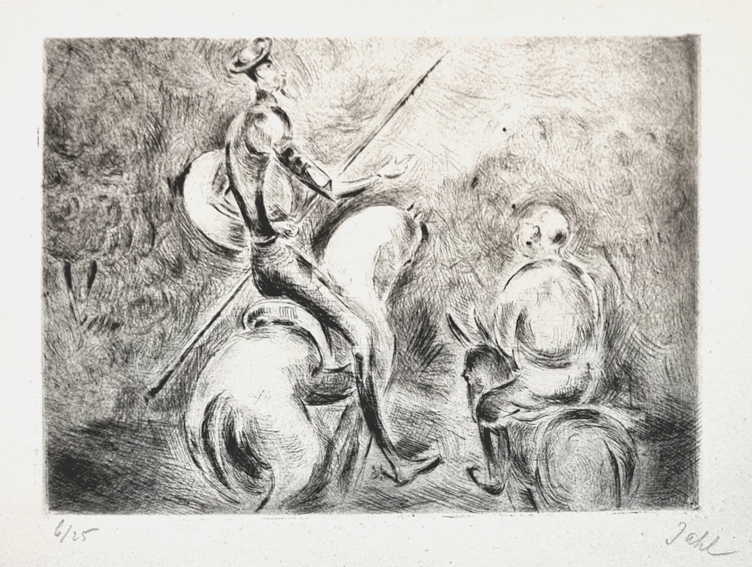 Wladyslaw Jahl, Don Quichotte, eau-forte dédicacée, 1951