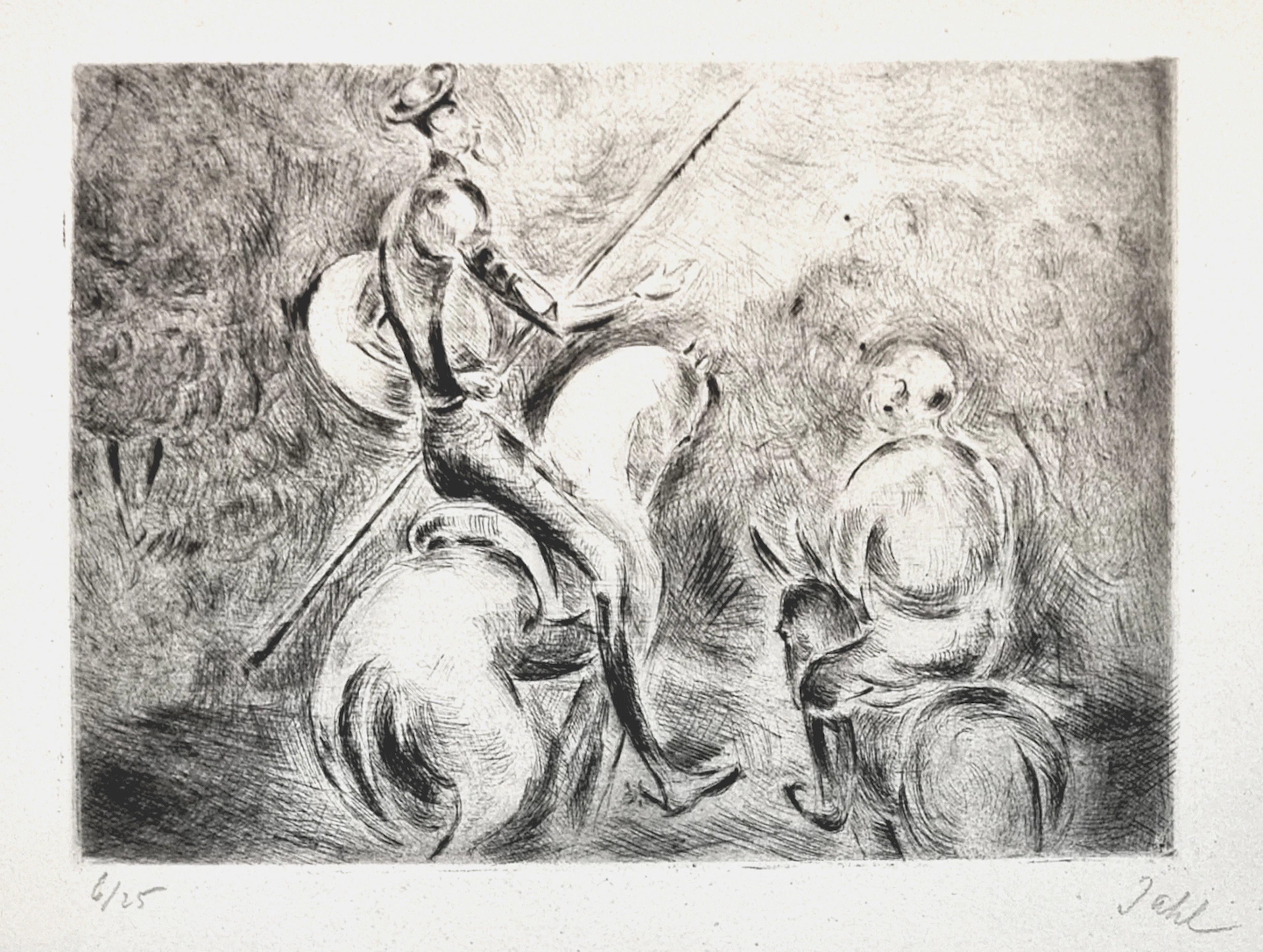Wladyslaw Jahl, Don Quichotte, eau-forte dédicacée, 1951