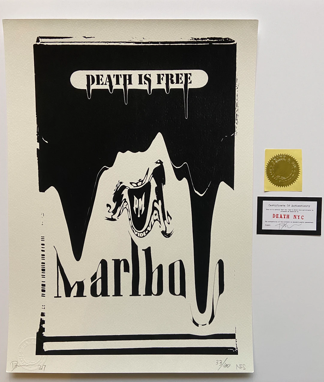 Death NYC – Death is free Marlboro, 2017 - Sérigraphie signée au crayon