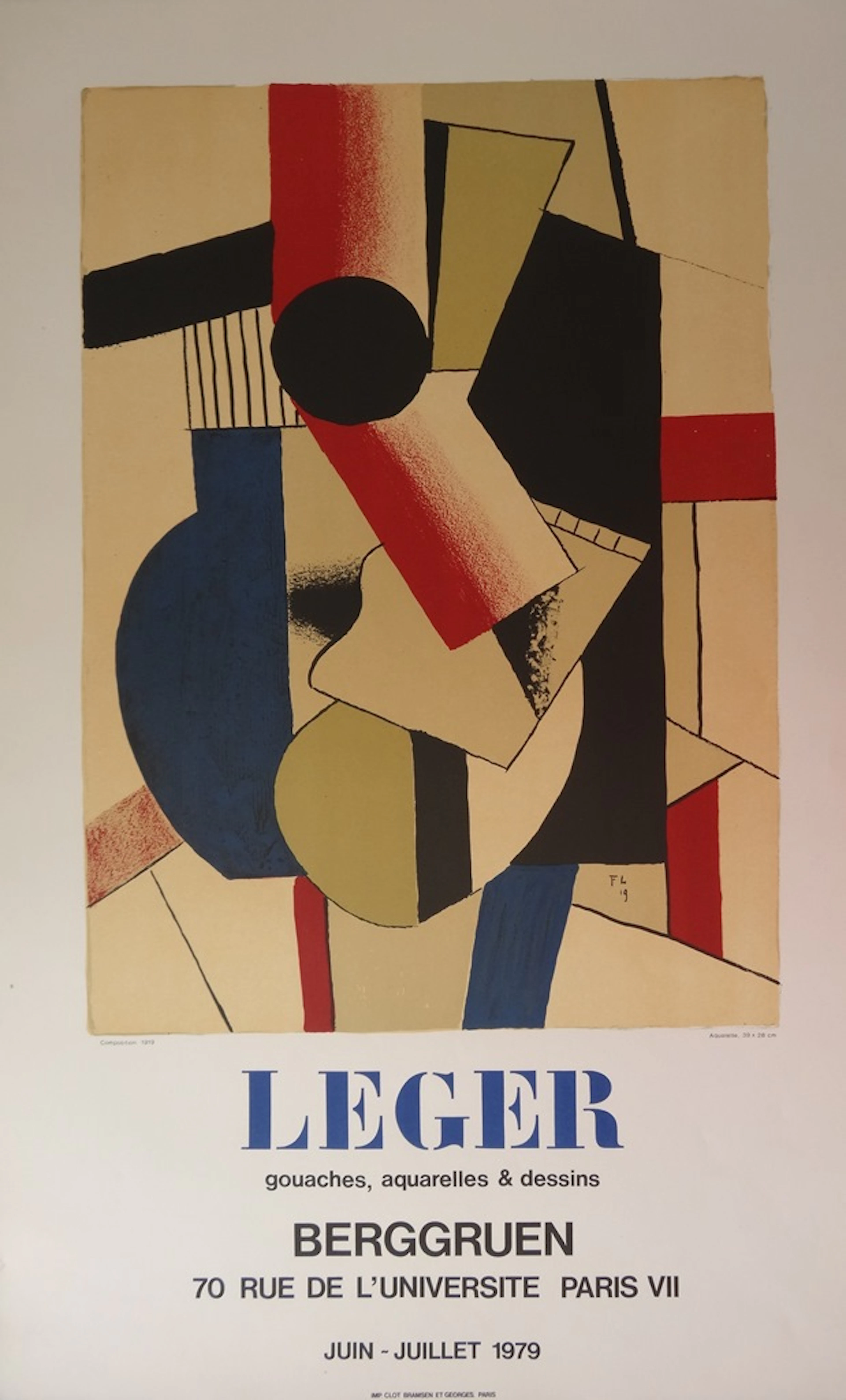 Fernand LÉGER - Guitare cubiste, Affiche en Lithographie signée