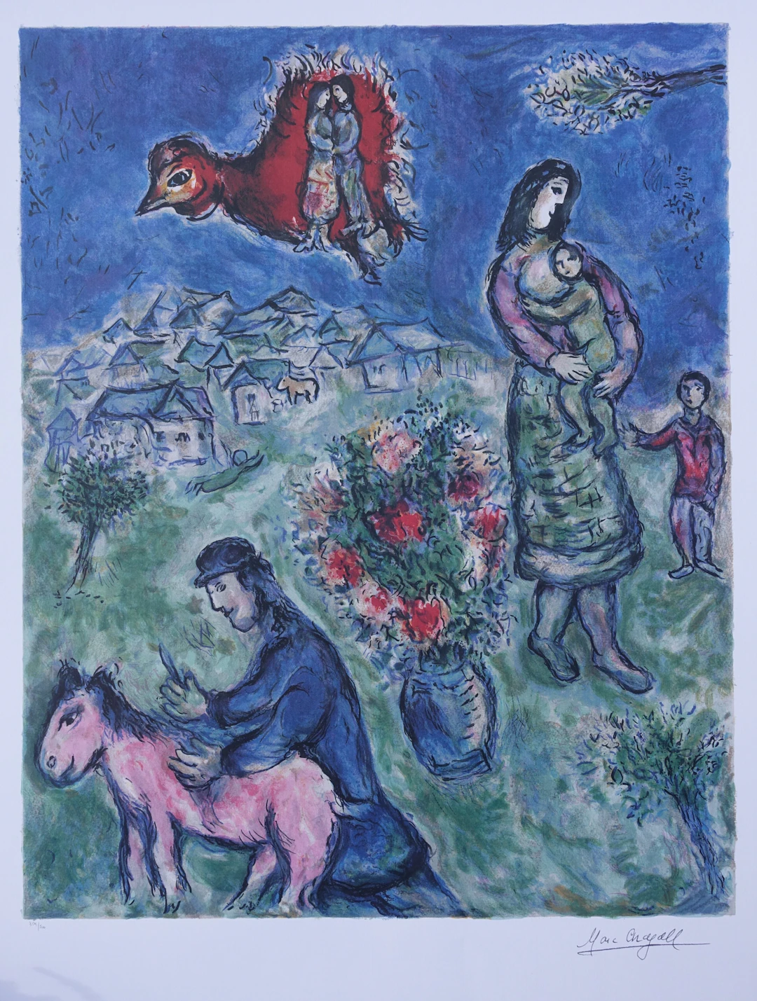 Marc CHAGALL : La route du village - Lithographie numérotée et signée