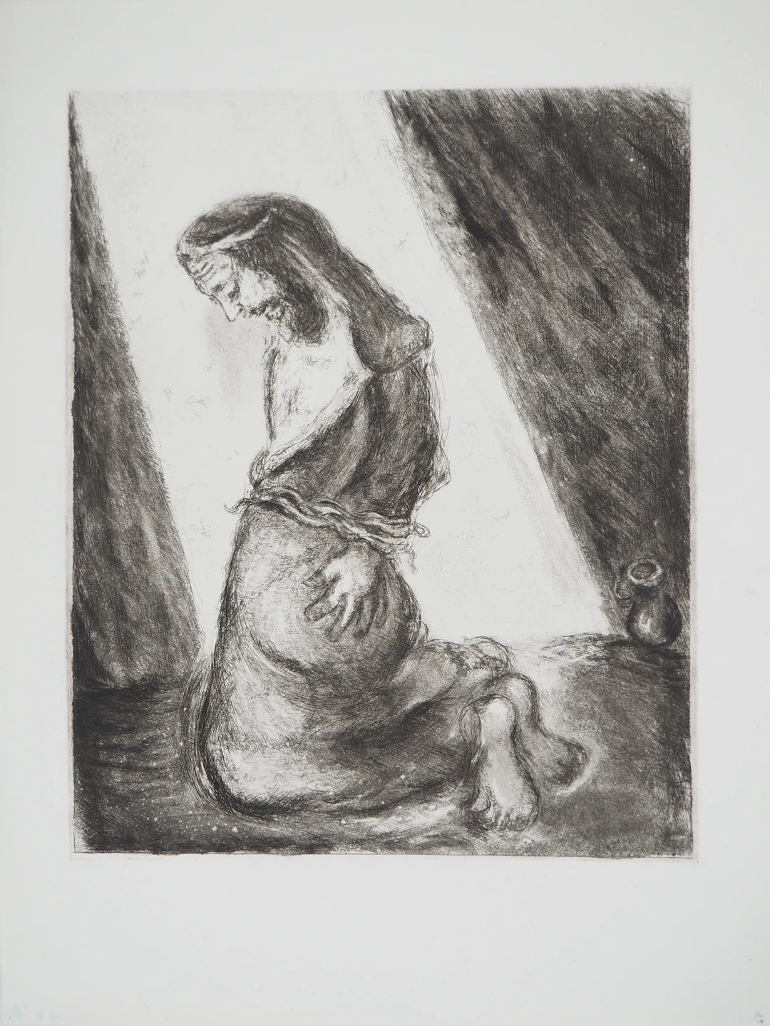 Marc CHAGALL : Jérémie dans la fosse, Gravure originale
