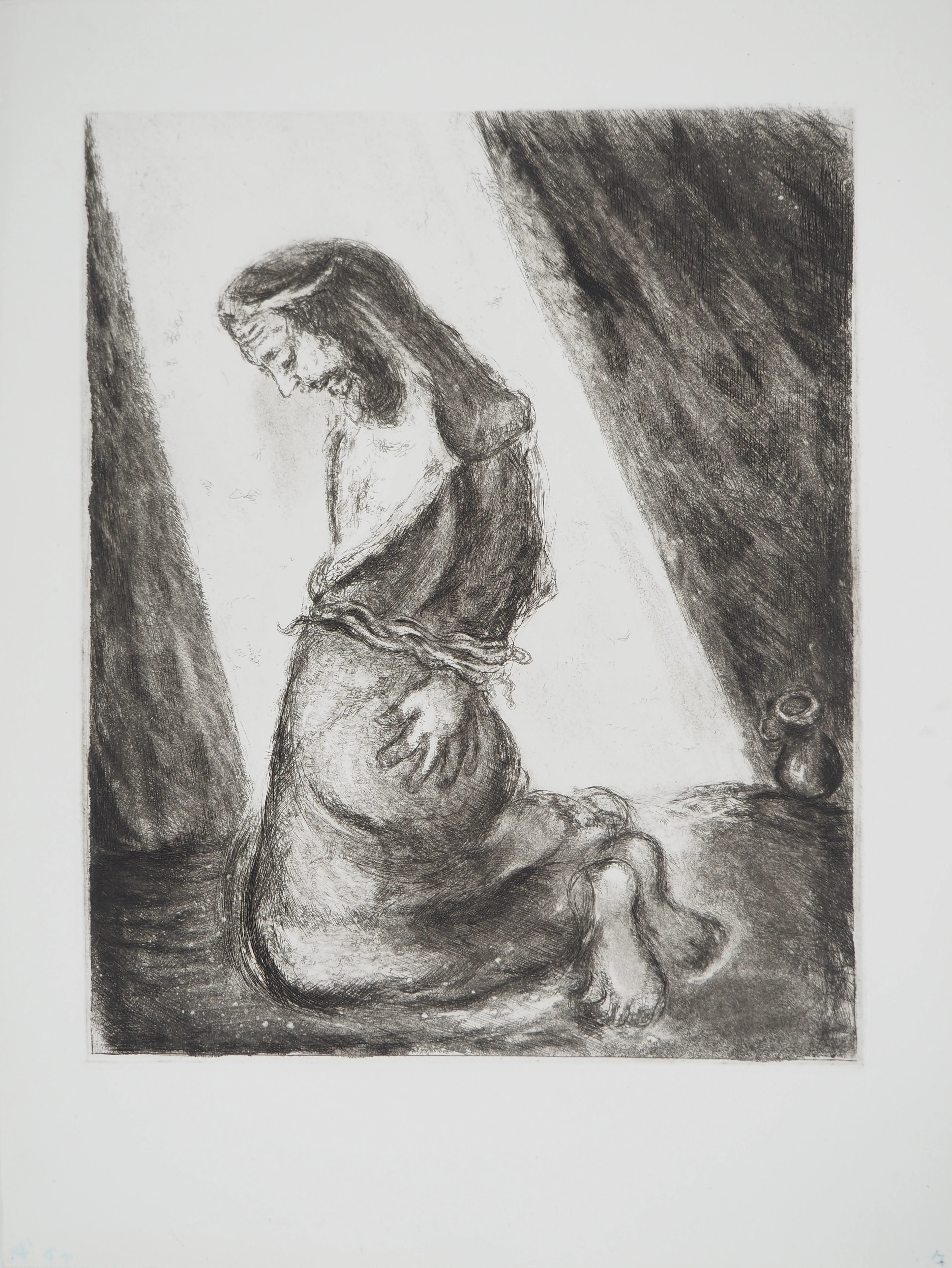 Marc CHAGALL : Jérémie dans la fosse, Gravure originale