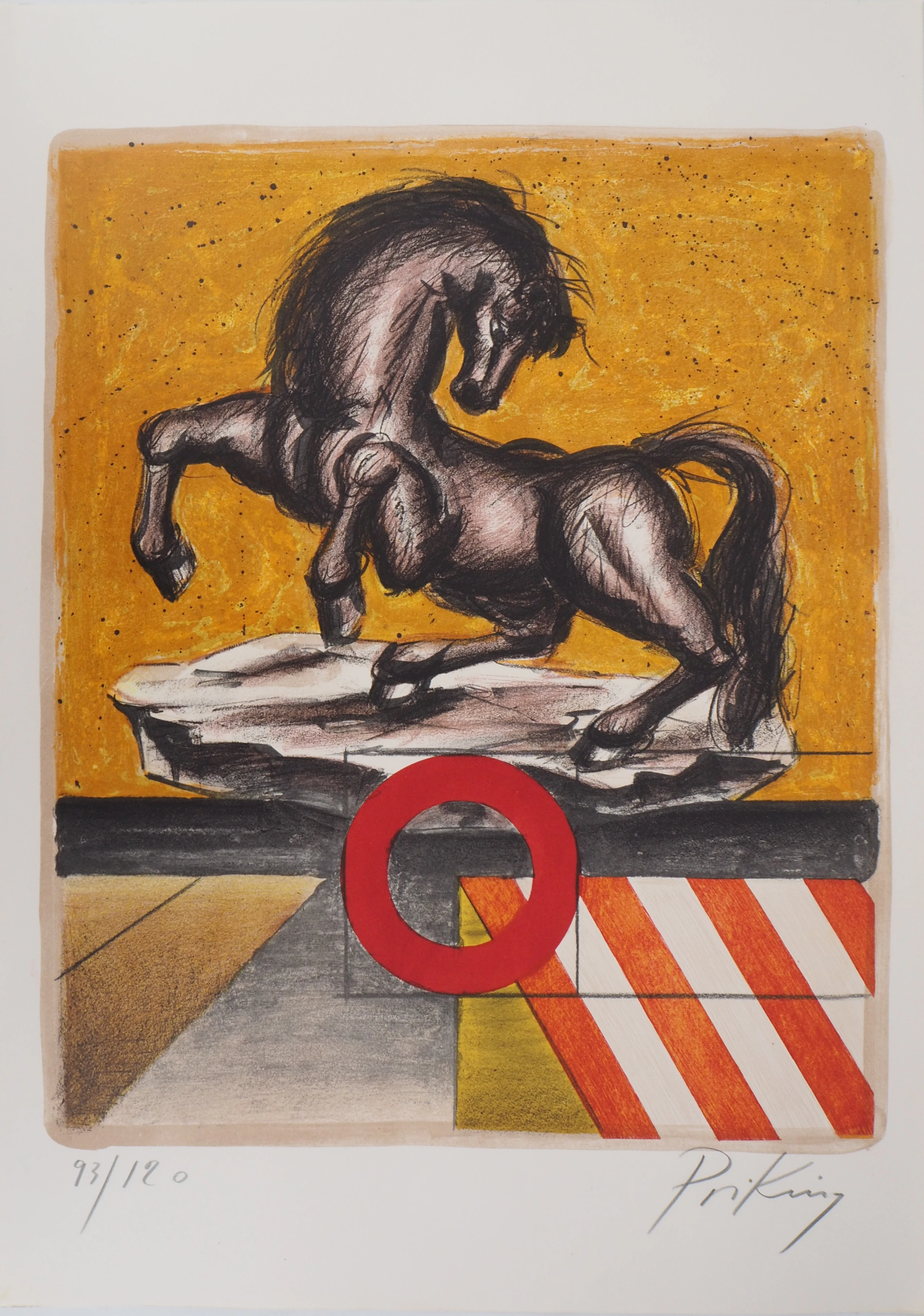 Franz PRIKING : Cheval Fantastique - Lithographie originale Signée