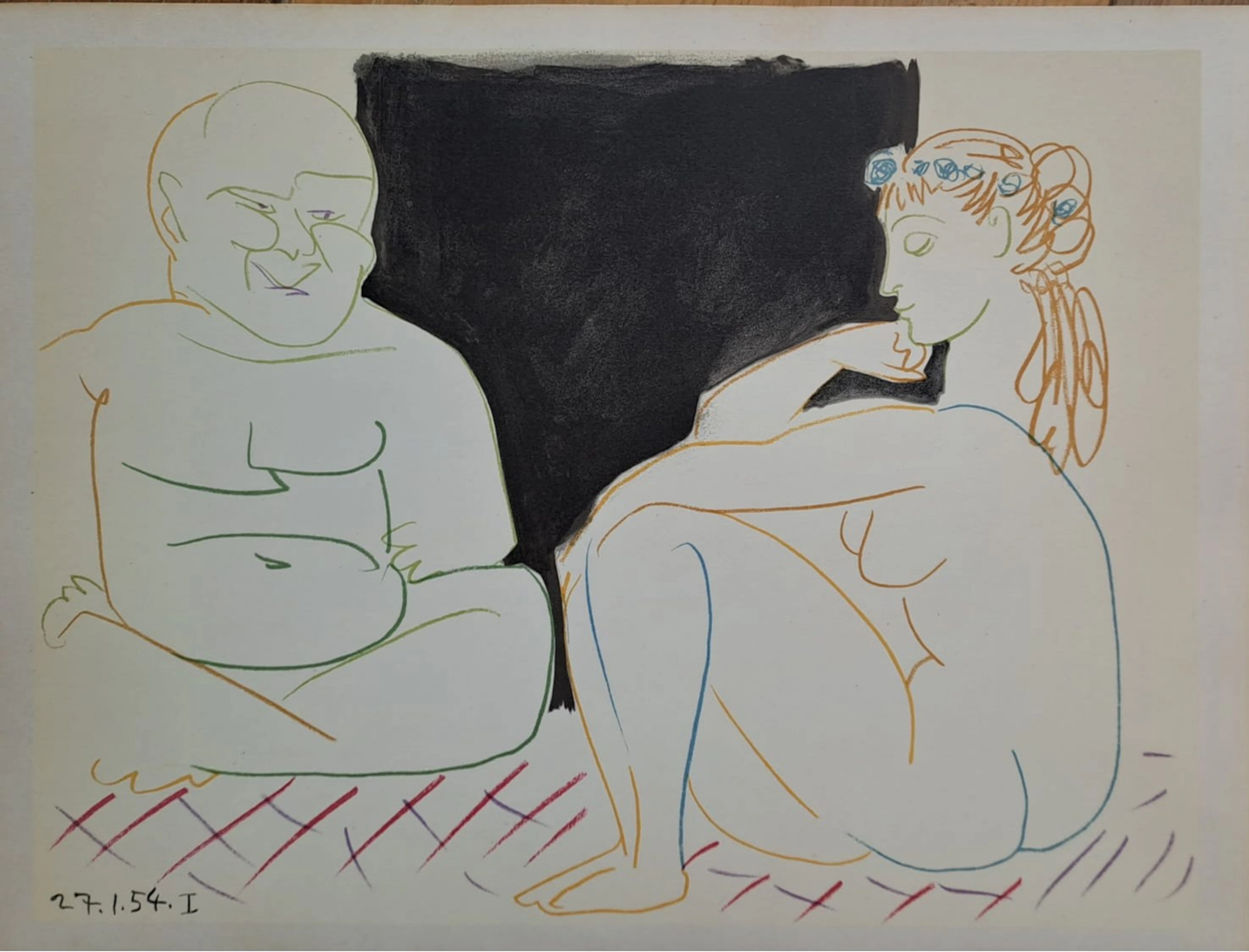 Pablo Picasso - La jeune fille endormi et le sage, 1954 - Lithographie