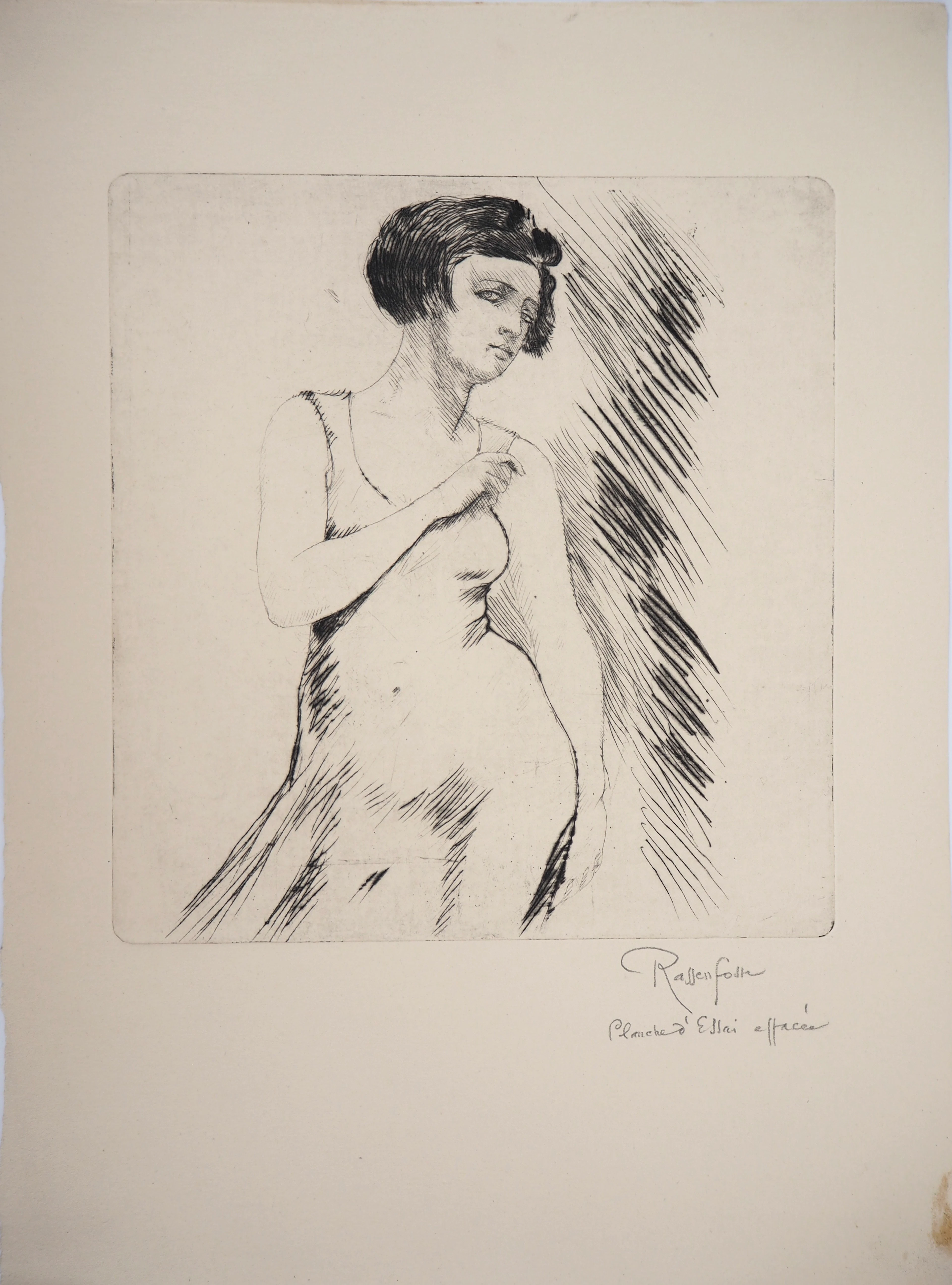 Armand RASSENFOSSE - Femme en robe, 1928 - Gravure originale signée au crayon