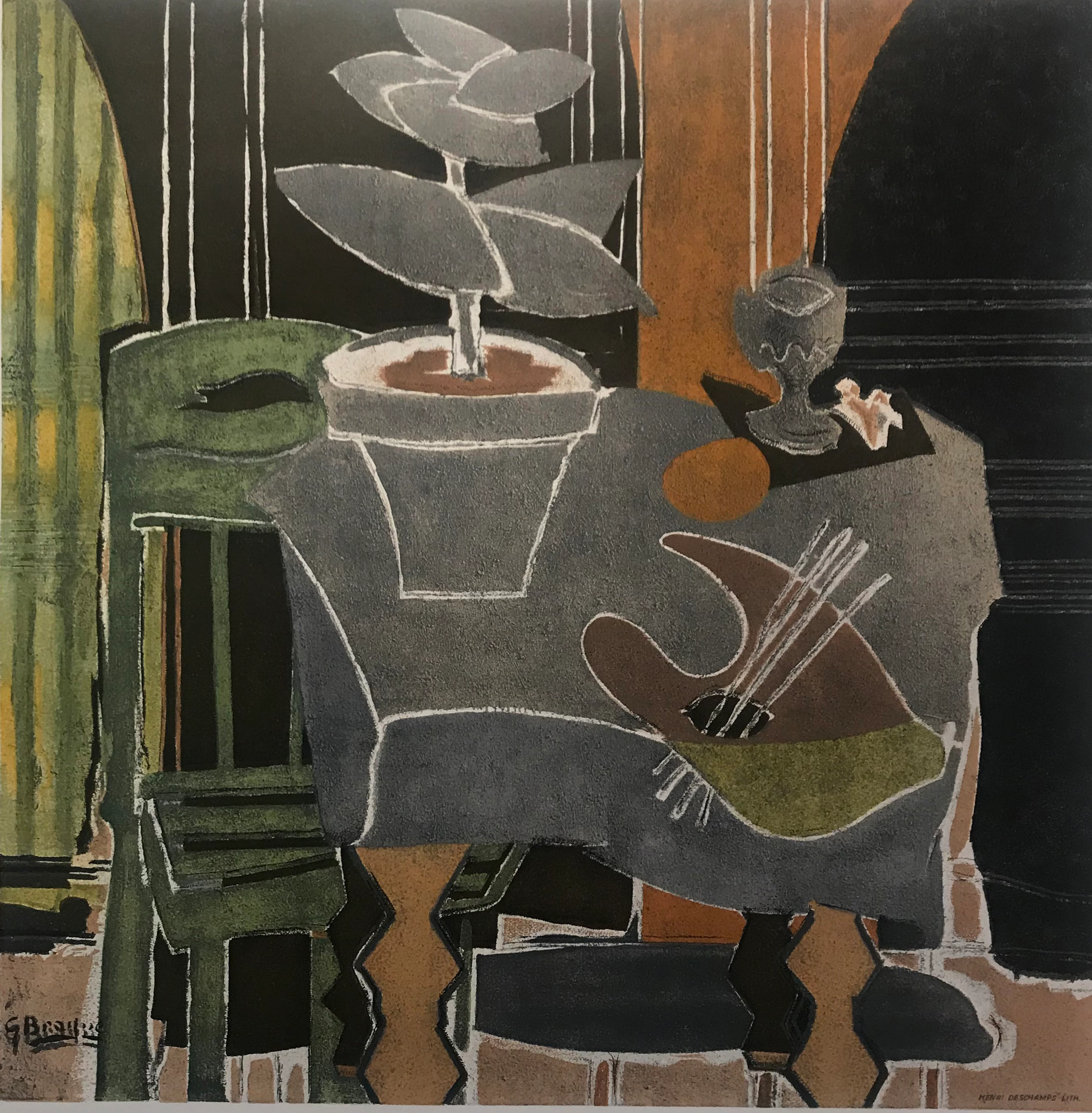Georges BRAQUE (d’après) - Nature morte à la palette, 1960 - Lithographie
