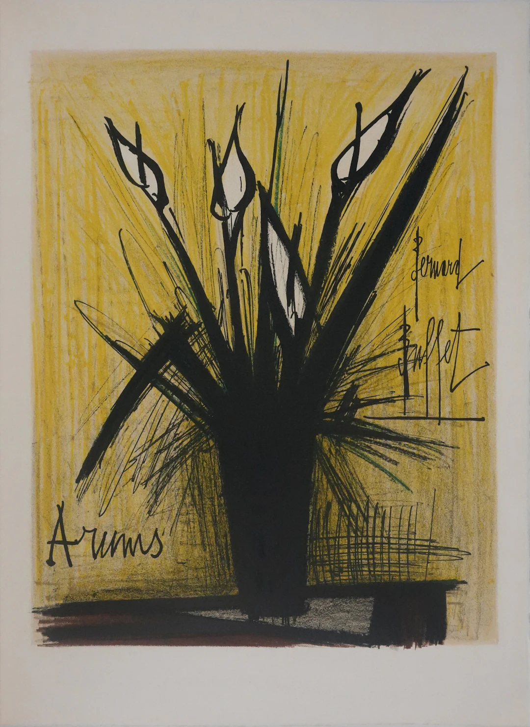 Bernard BUFFET : Les arums, Lithographie originale signée