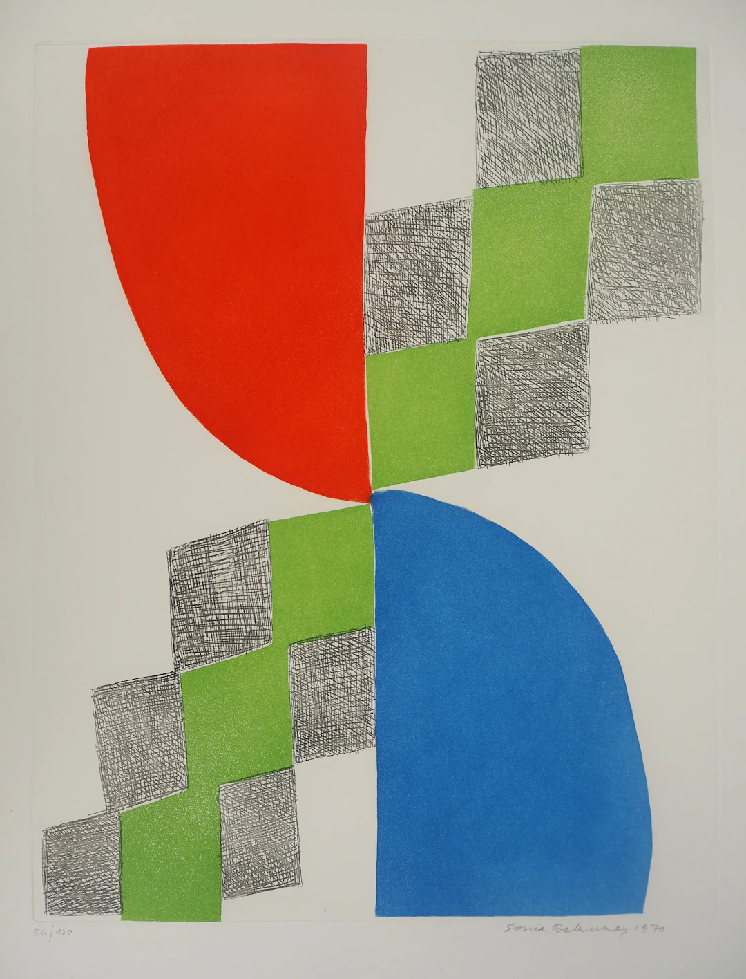 Sonia DELAUNAY : Composition 1970, Gravure originale signée