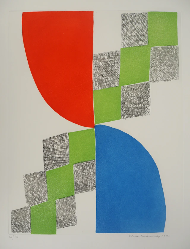 Sonia DELAUNAY : Composition 1970, Gravure originale signée