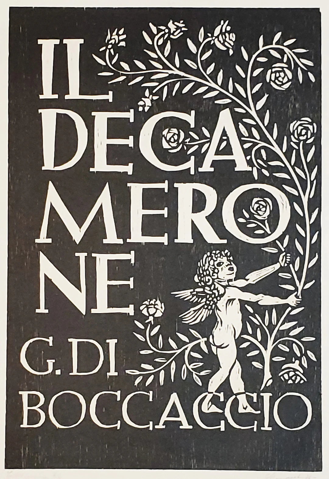Jozef Bossaert, Il Decameron, linogravure signée, 1975