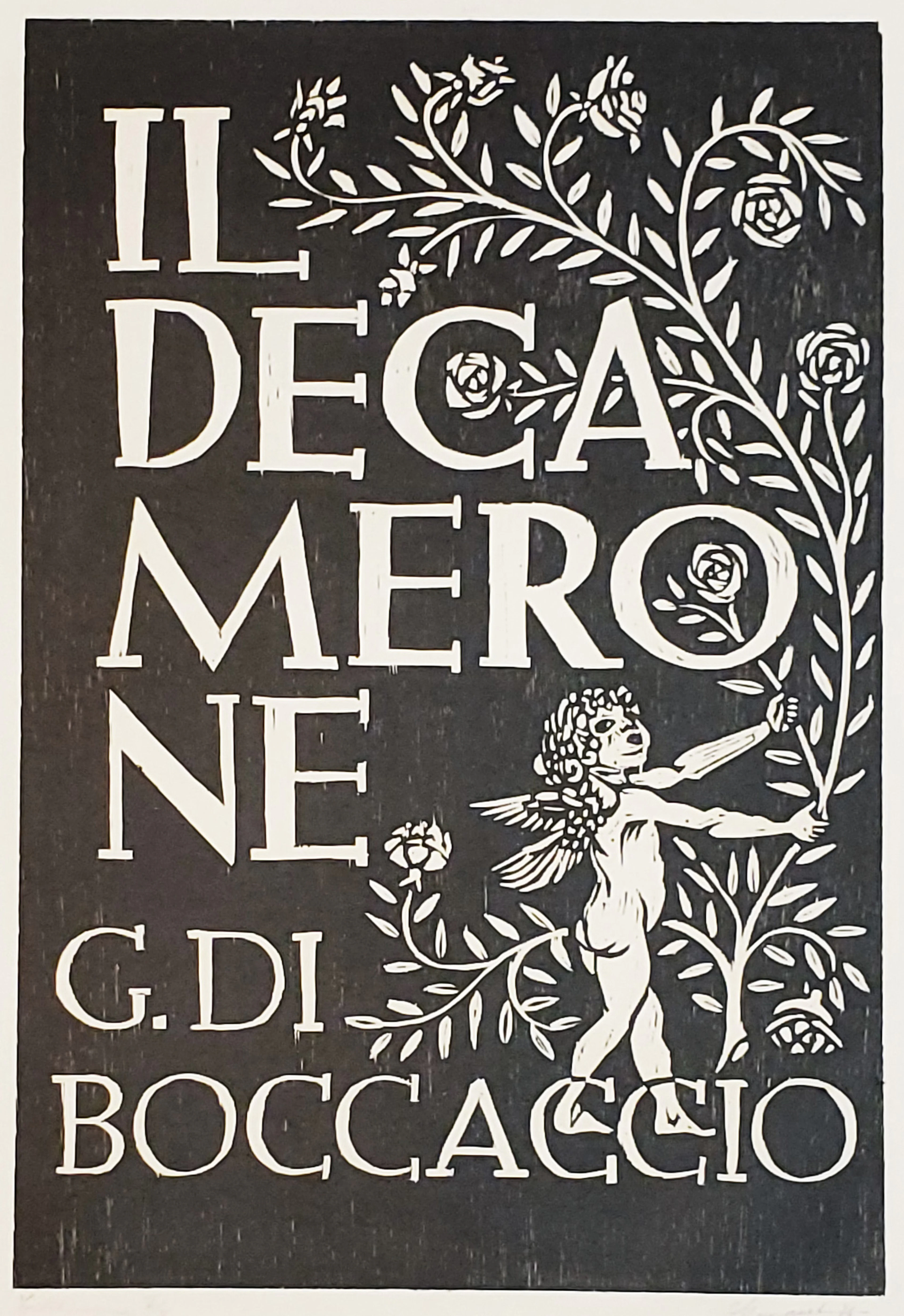 Jozef Bossaert, Il Decameron, linogravure signée, 1975