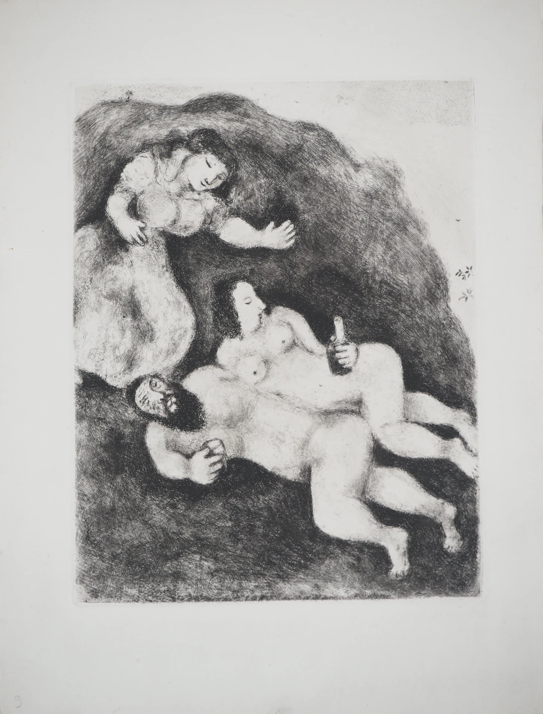 Marc CHAGALL : Loth et ses filles, Gravure originale