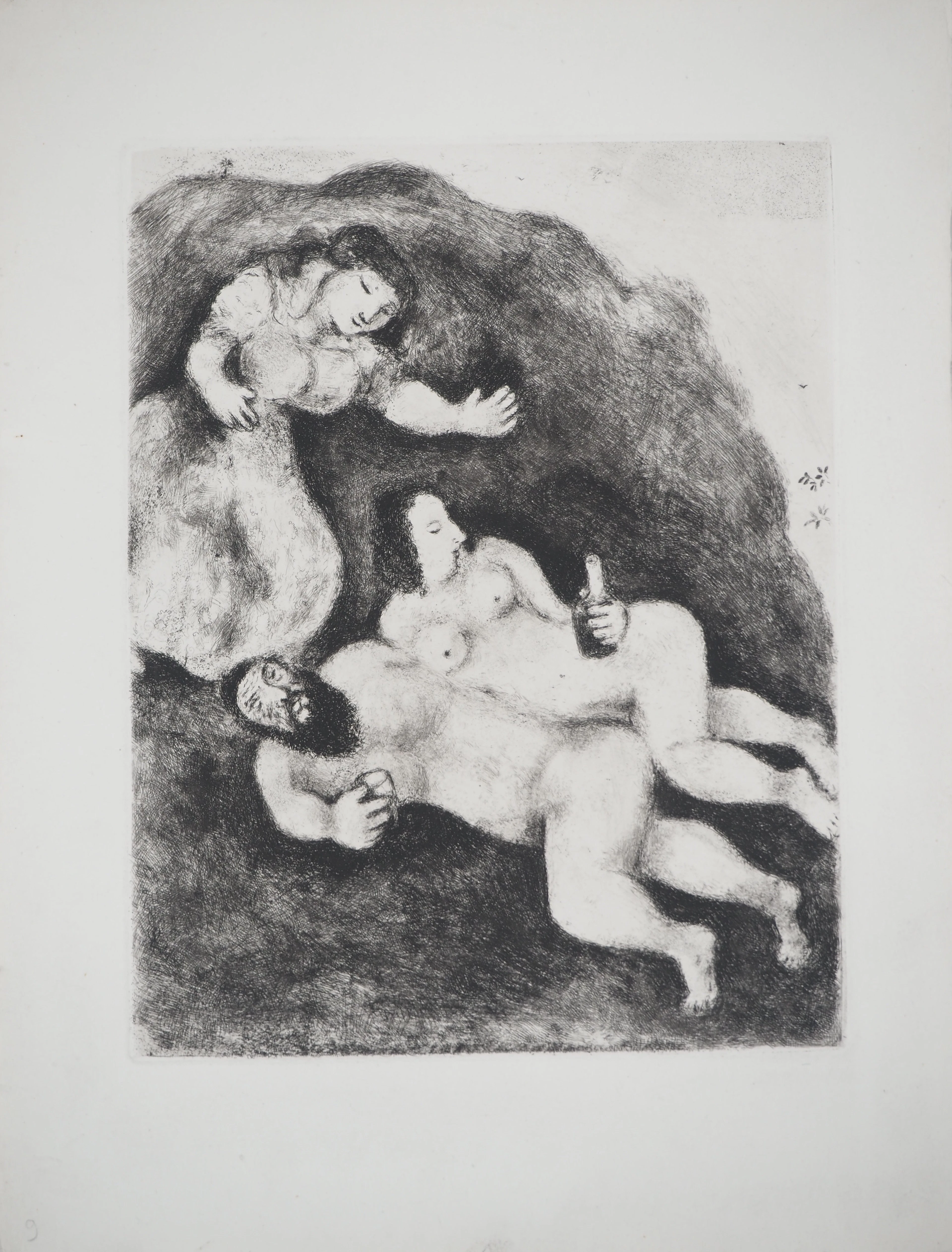 Marc CHAGALL : Loth et ses filles, Gravure originale