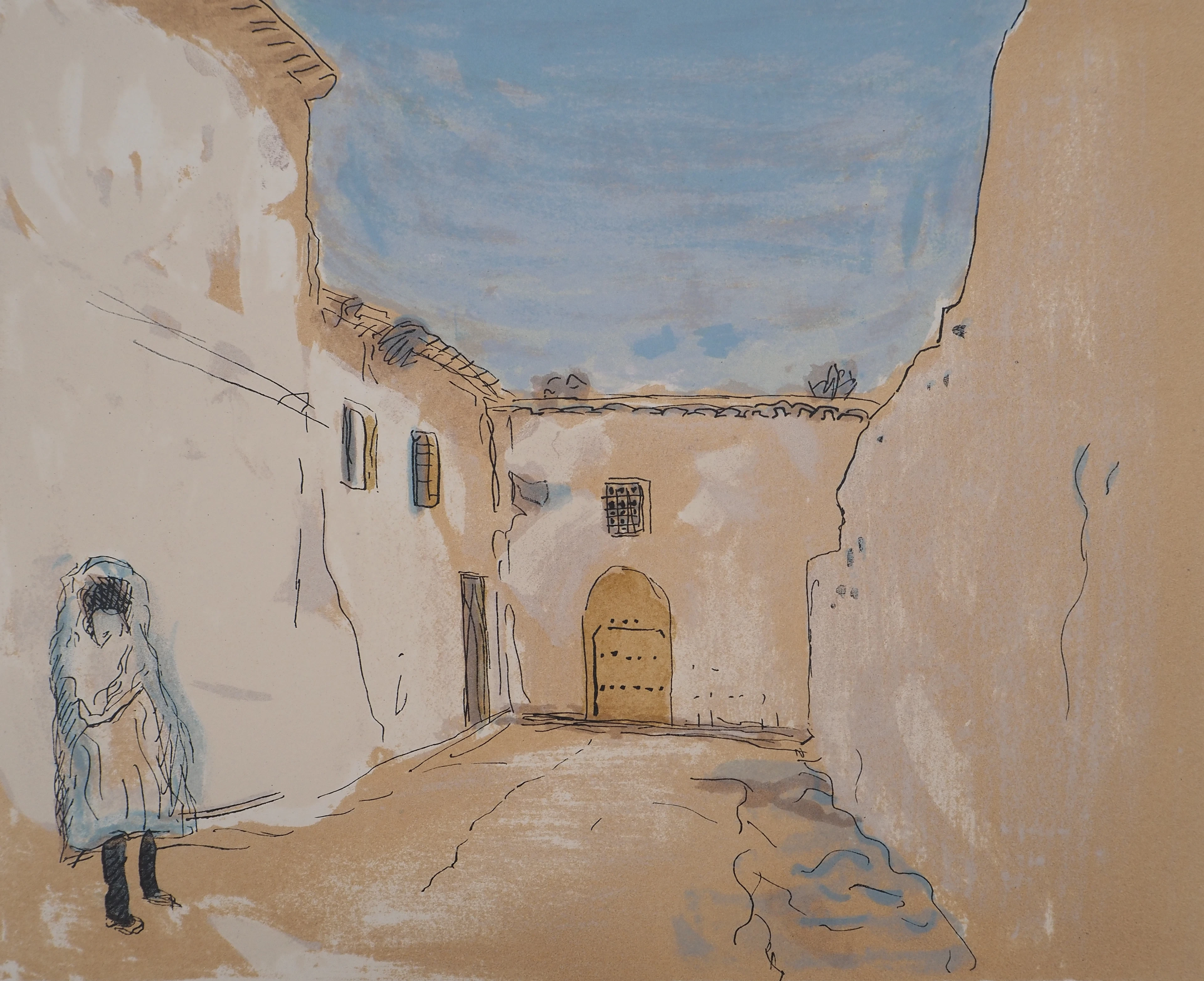 Lucien MAINSSIEUX : Marrakech, La Casbah - Lithographie originale signée, 1949