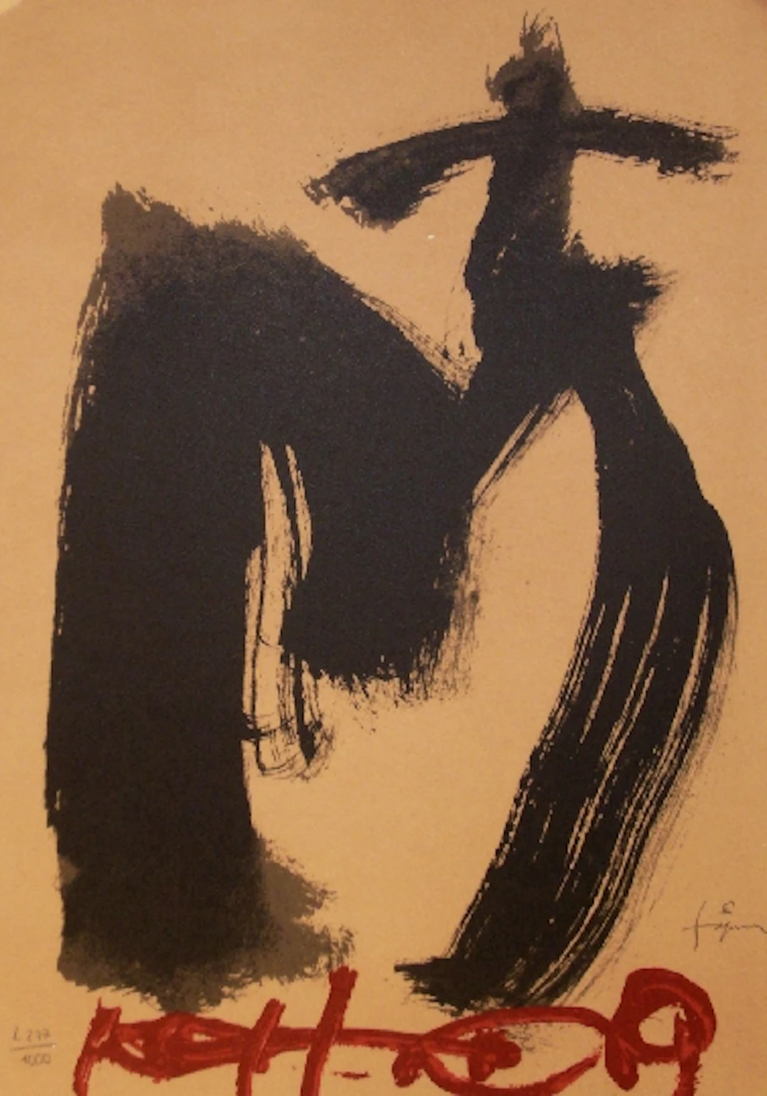 Antoni TAPIES - M.ojos y cruz, 1999 - Lithographie signée