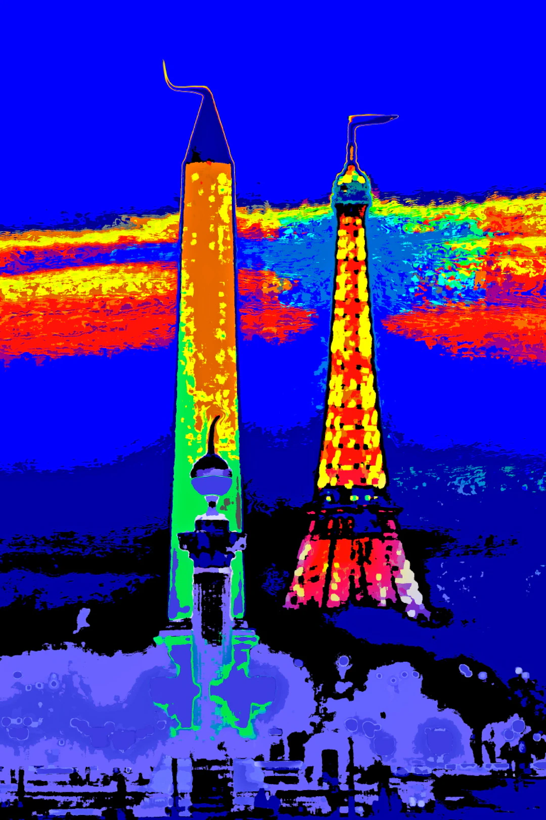 Francis APESTEGUY - Obélisque et Tour Eiffel, 2007 - Tirage numérique signé