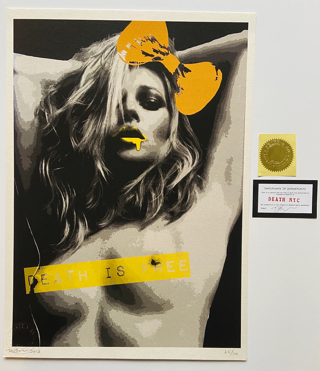 Death NYC – Yellow Death is Free, 2013 - Sérigraphie signée au crayon