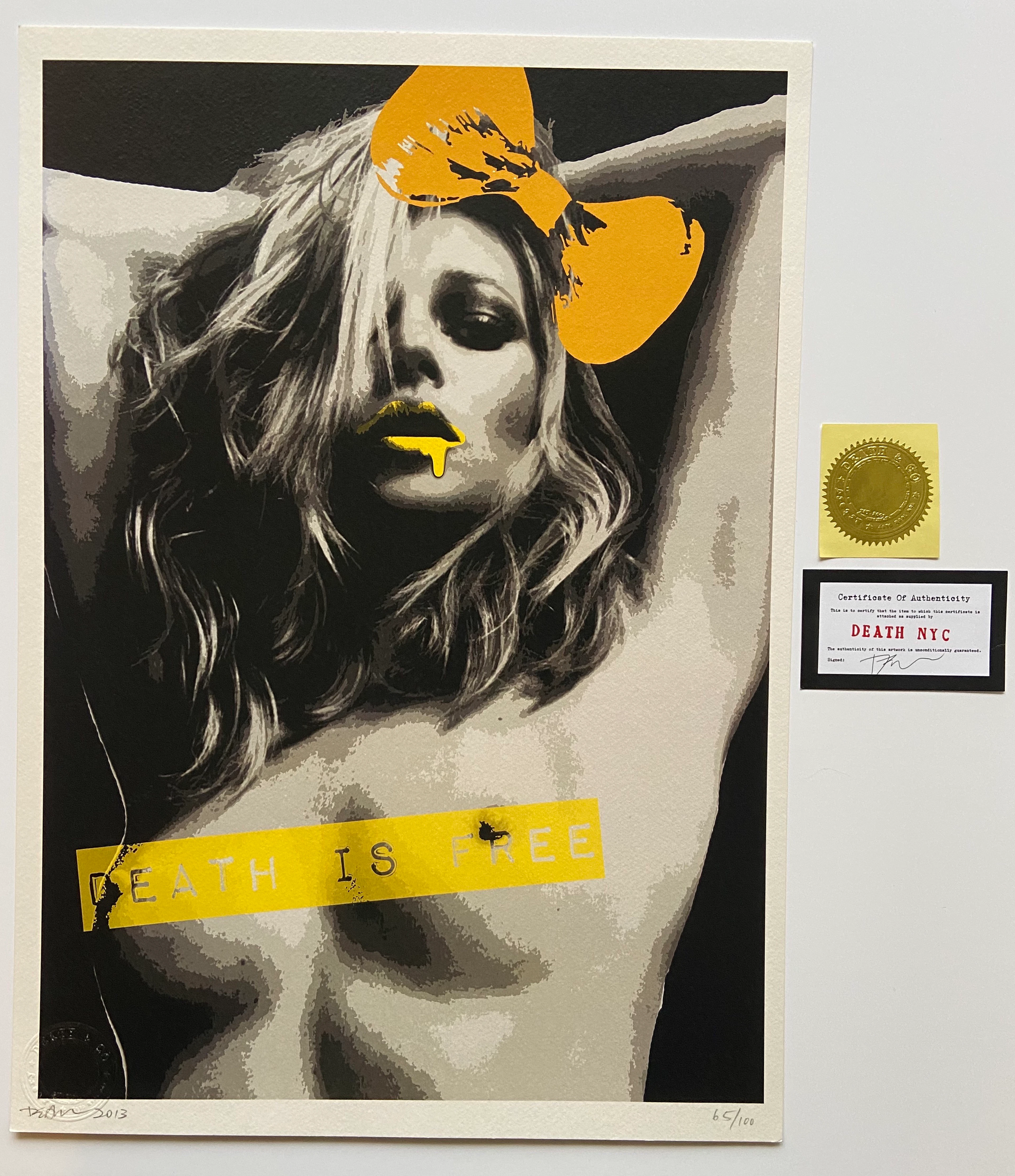 Death NYC – Yellow Death is Free, 2013 - Sérigraphie signée au crayon