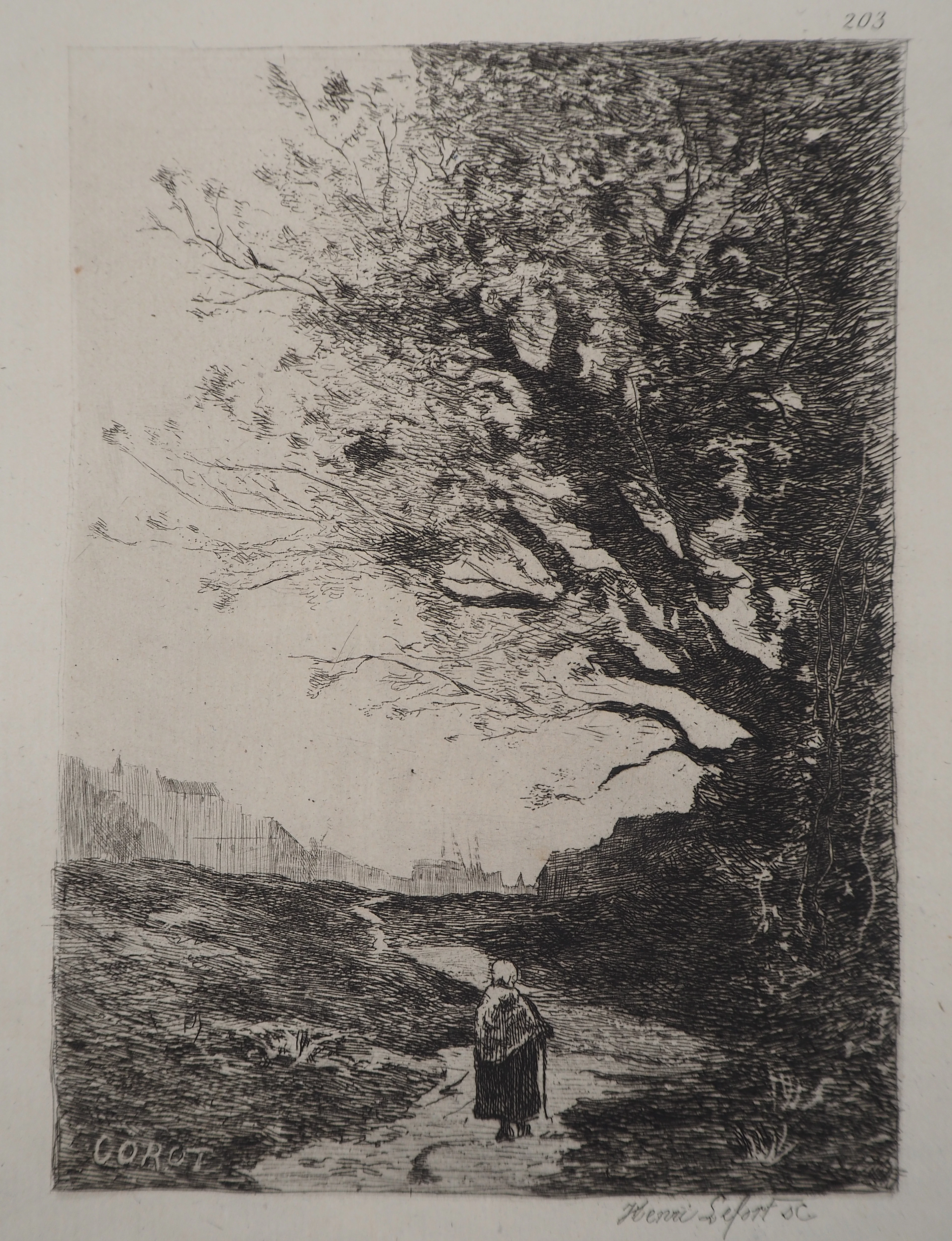 JB Camille COROT (d’après), Chemin vers Brest - Gravure, Signée #Durand
