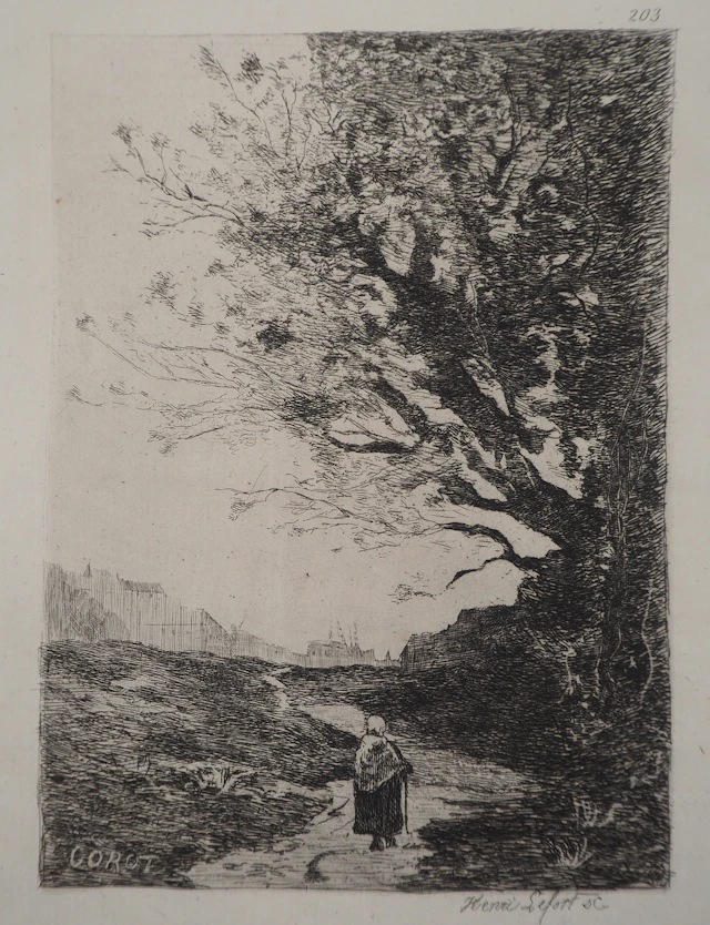 JB Camille COROT (d’après), Chemin vers Brest - Gravure, Signée #Durand