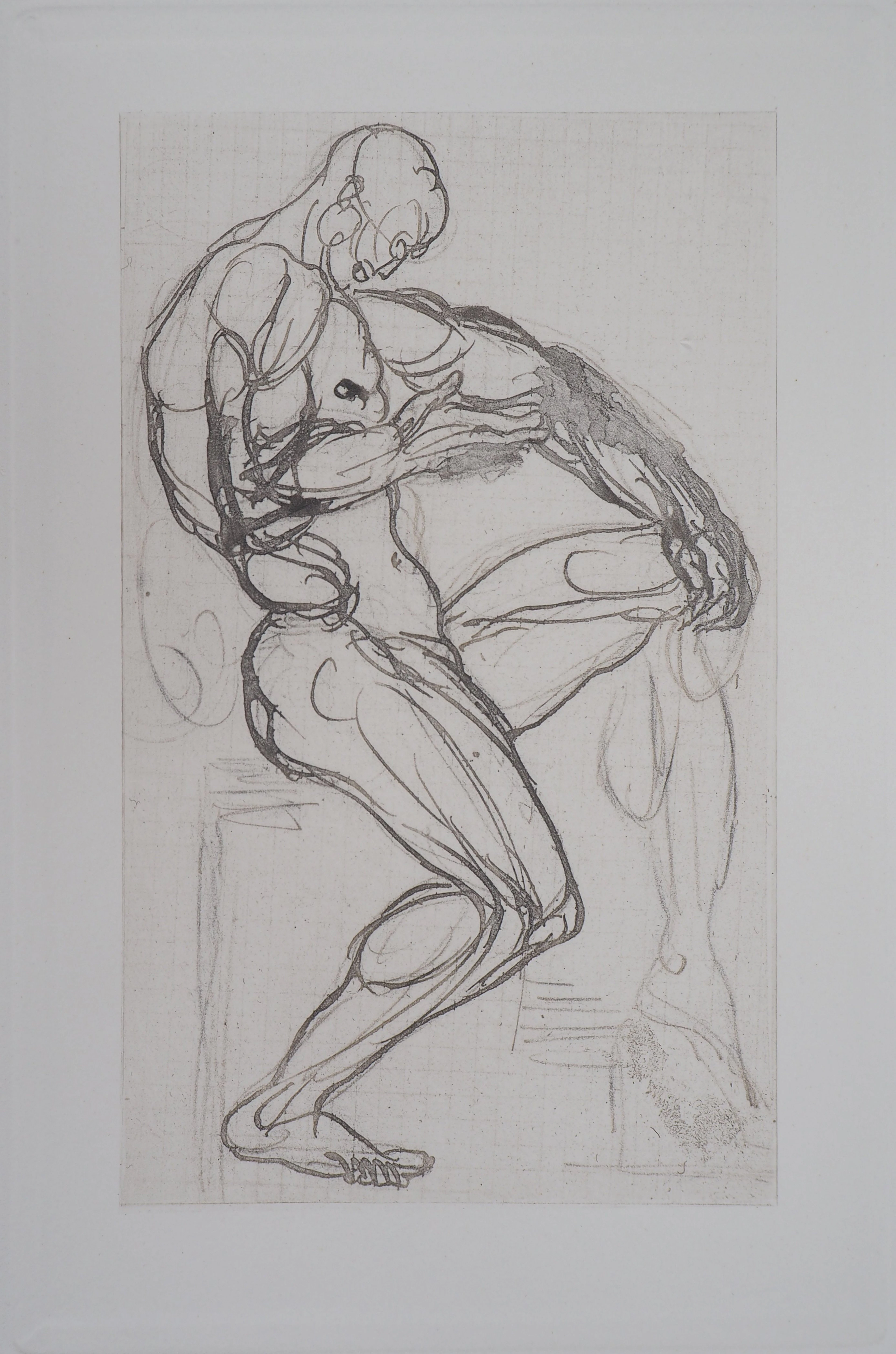 Auguste RODIN : Figure de damné, Gravure
