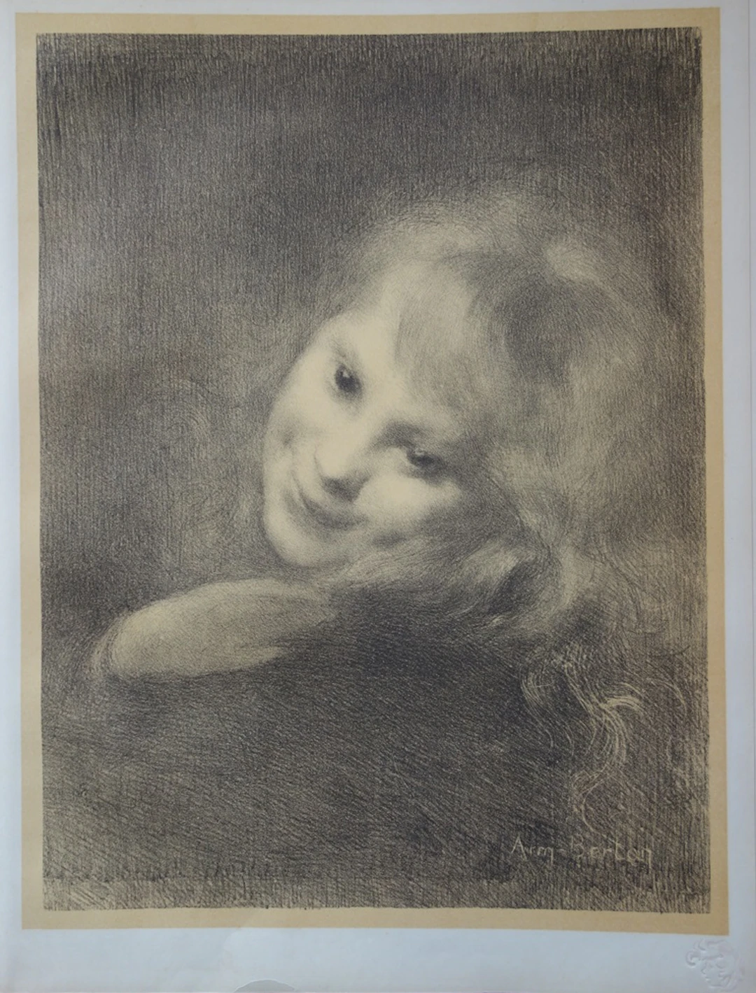 Armand BERTON - Rieuse, Lithographie originale signée (1897)