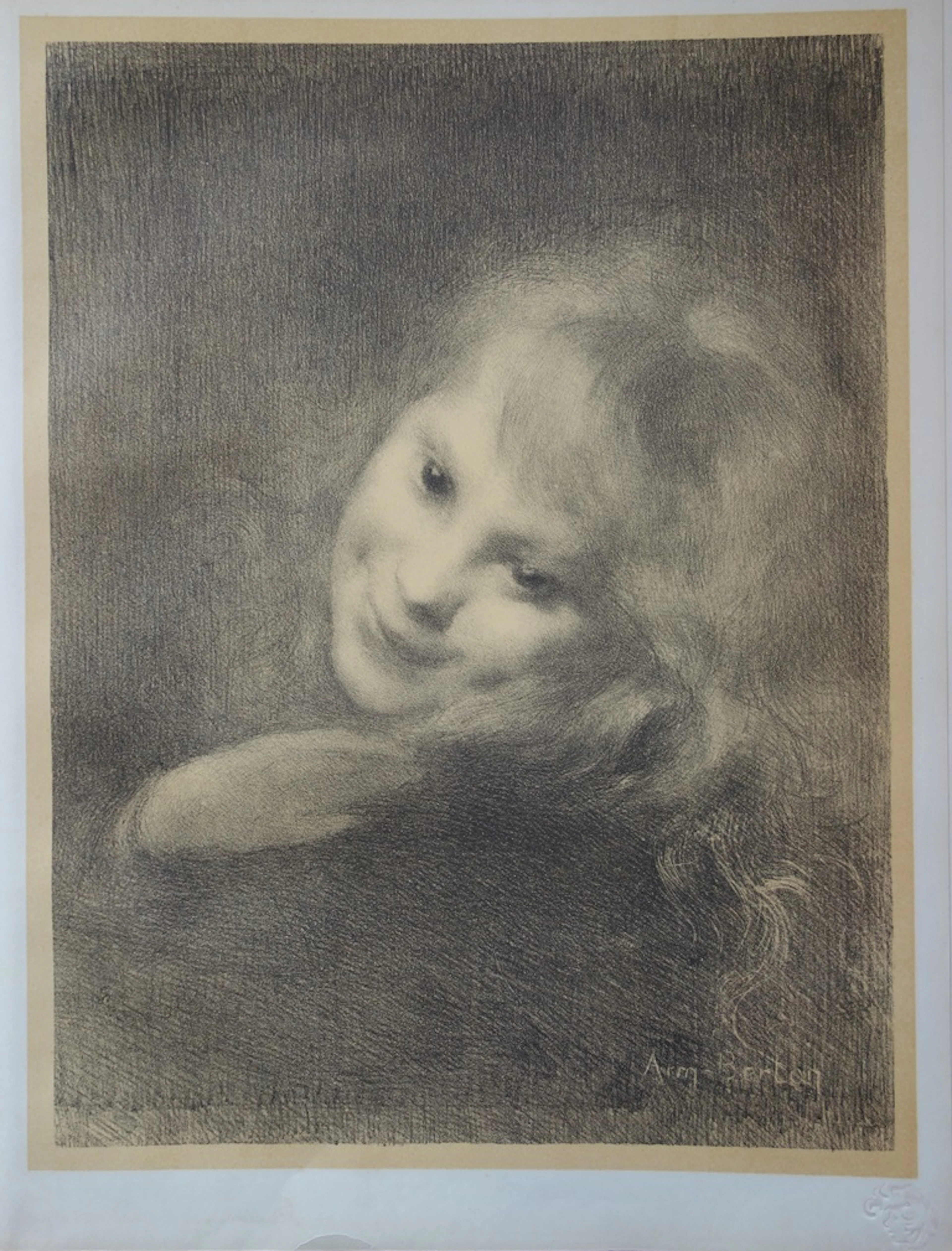 Armand BERTON - Rieuse, Lithographie originale signée (1897)