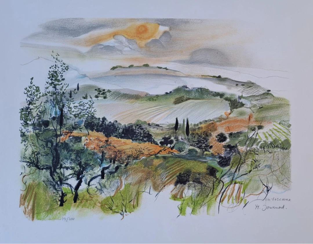 Monique Journot - En Toscane - Lithographie originale, signée et numérotée