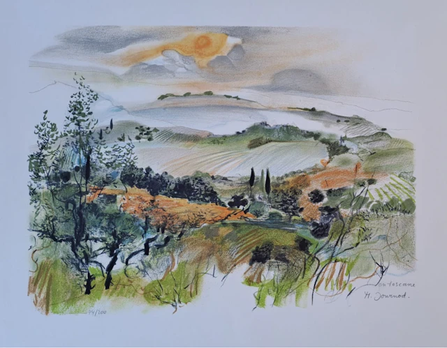 Monique Journot - En Toscane - Lithographie originale, signée et numérotée