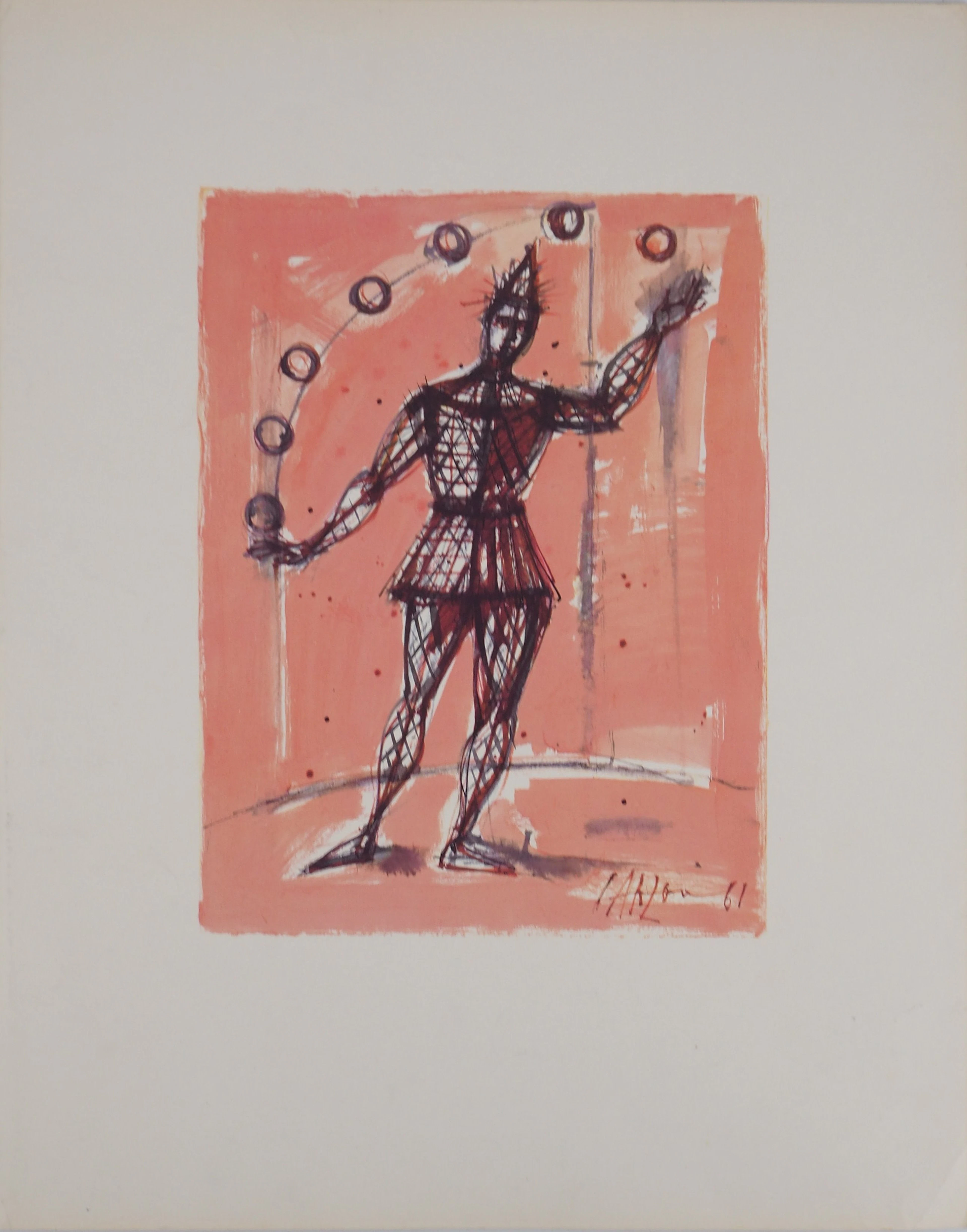 Jean CARZOU - Arlequin jongleur, 1961 - Lithographie signée