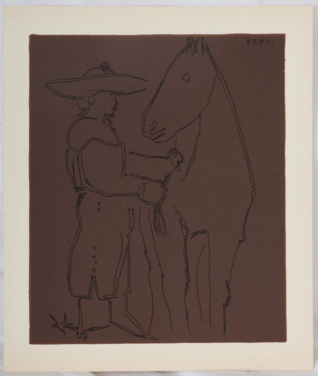 Pablo PICASSO : Picador et cheval, Linogravure