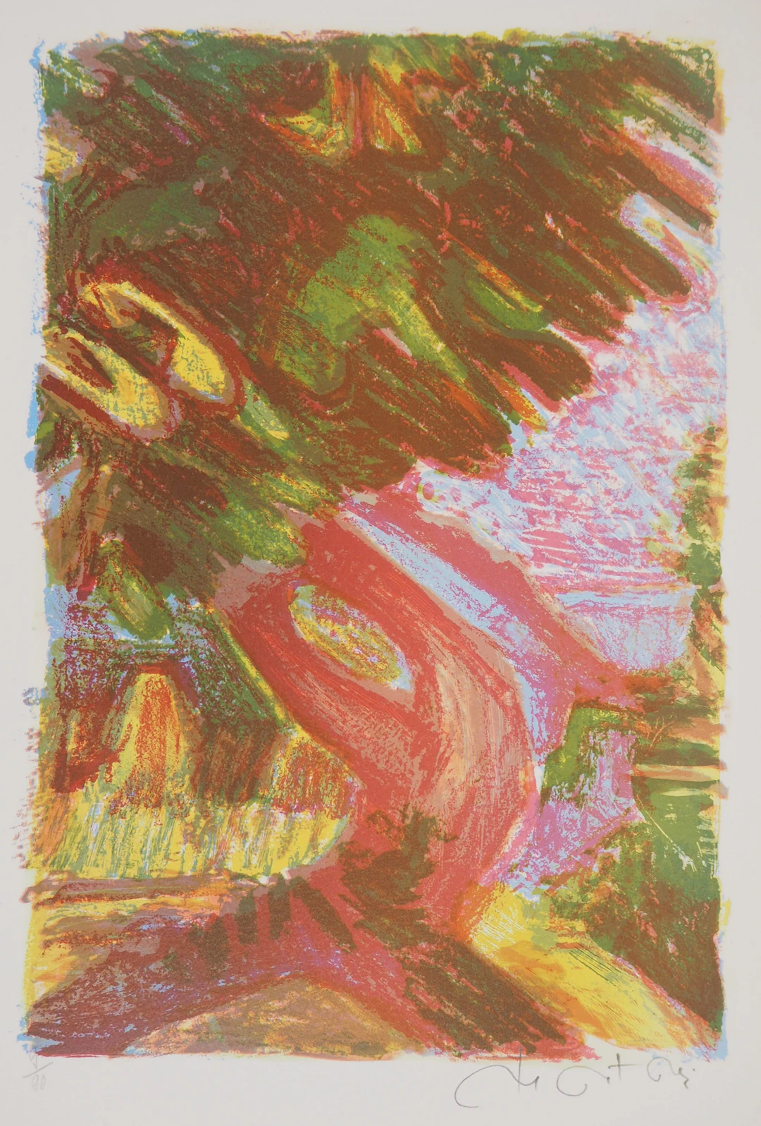 Roger MONTANE : Arbre impressionniste - Lithographie originale signée