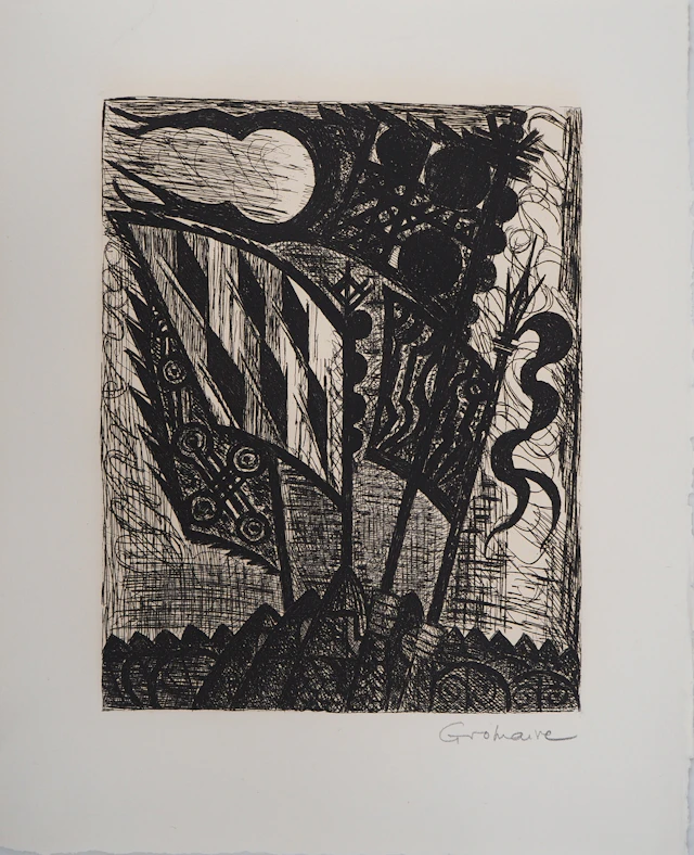 Marcel GROMAIRE - Macbeth, Shakespeare: étendards, 1958 - Eau-forte