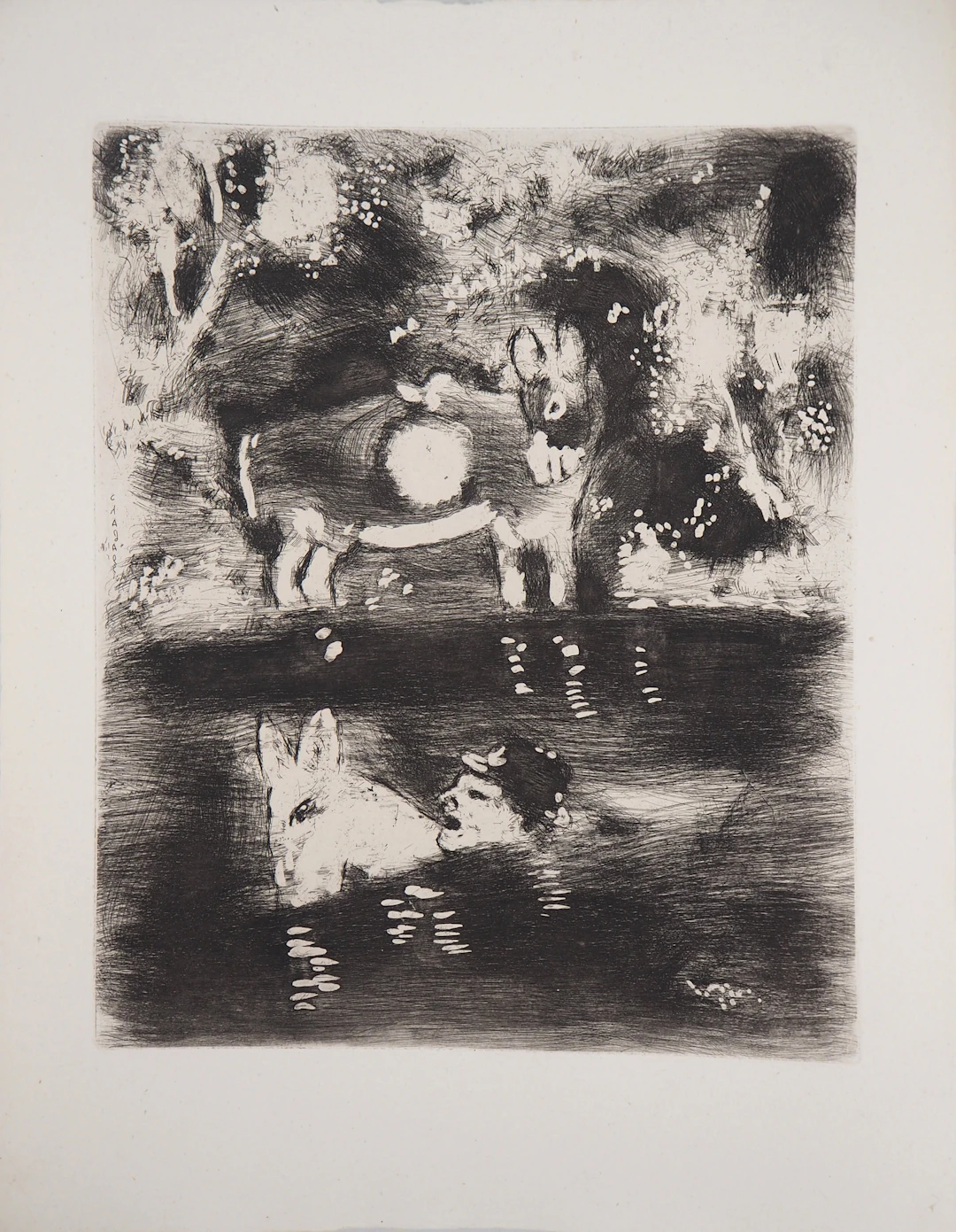 Marc CHAGALL - L’âne chargé d’éponges et l’âne chargé de sel, 1952