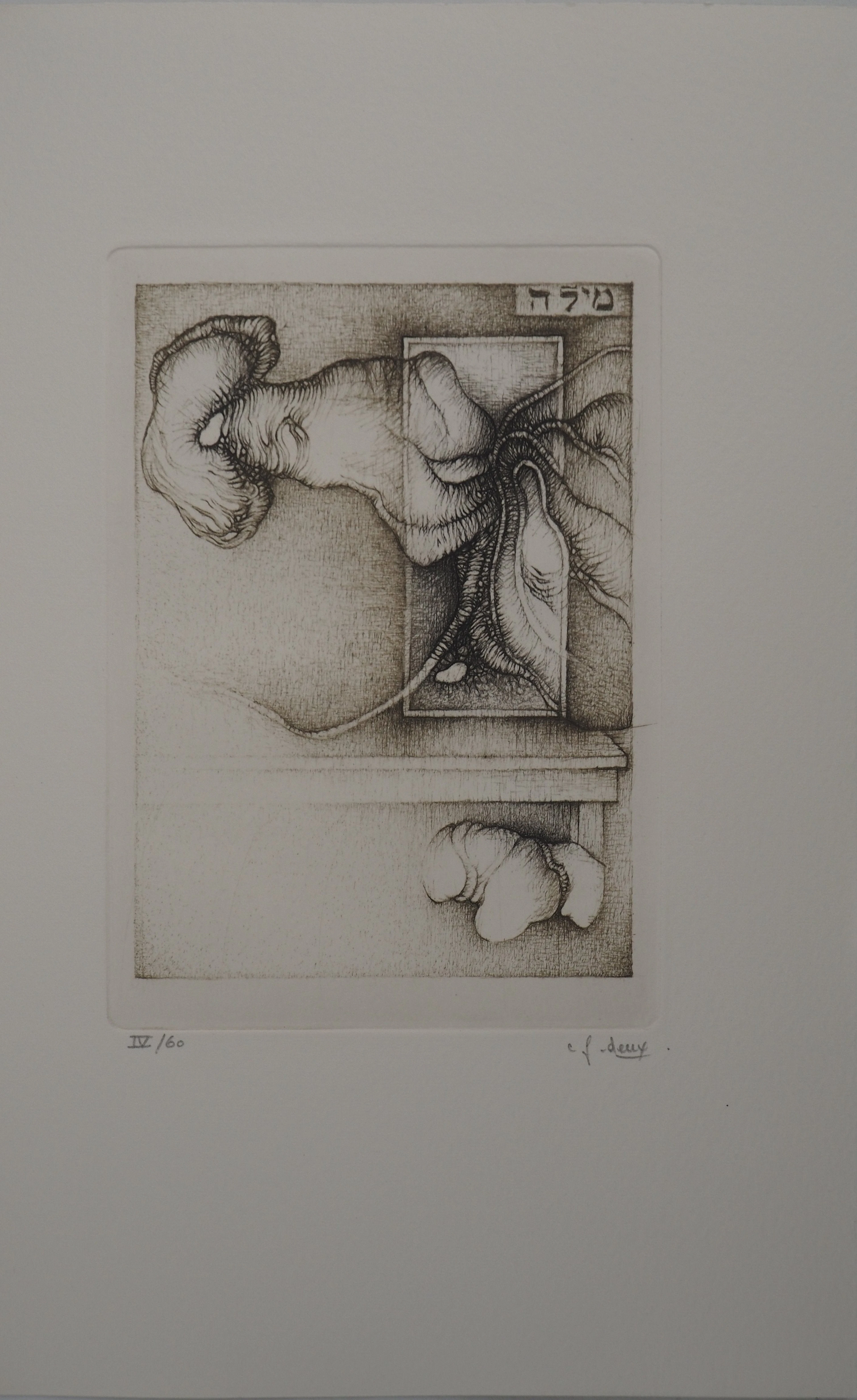 Fred DEUX : Initié, Gravure originale signée